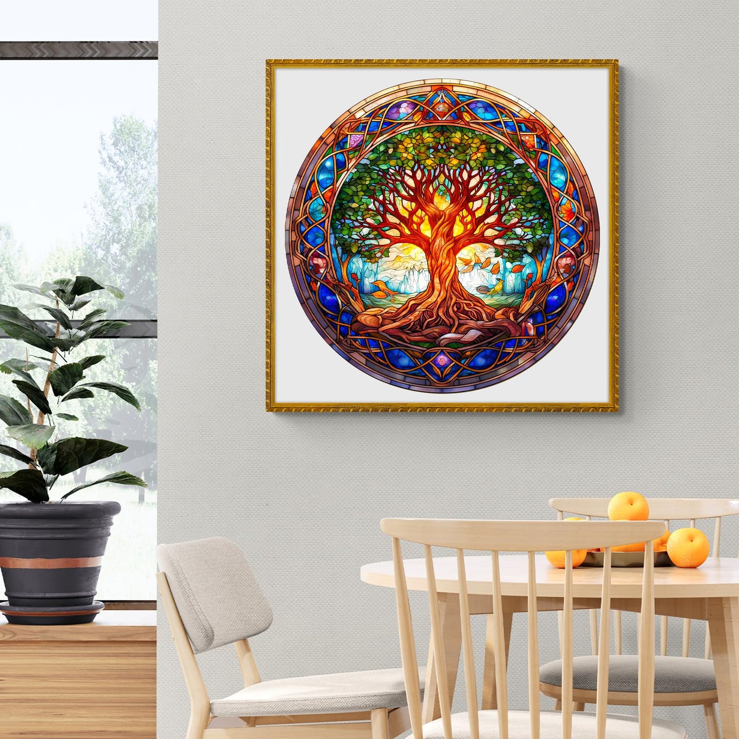 Aeekdook Wooden Puzzles for Adults – Stained Glass Tree of Life 200-Piece Jigsaw Puzzle | Premium Brain Teaser & Decorative Gift