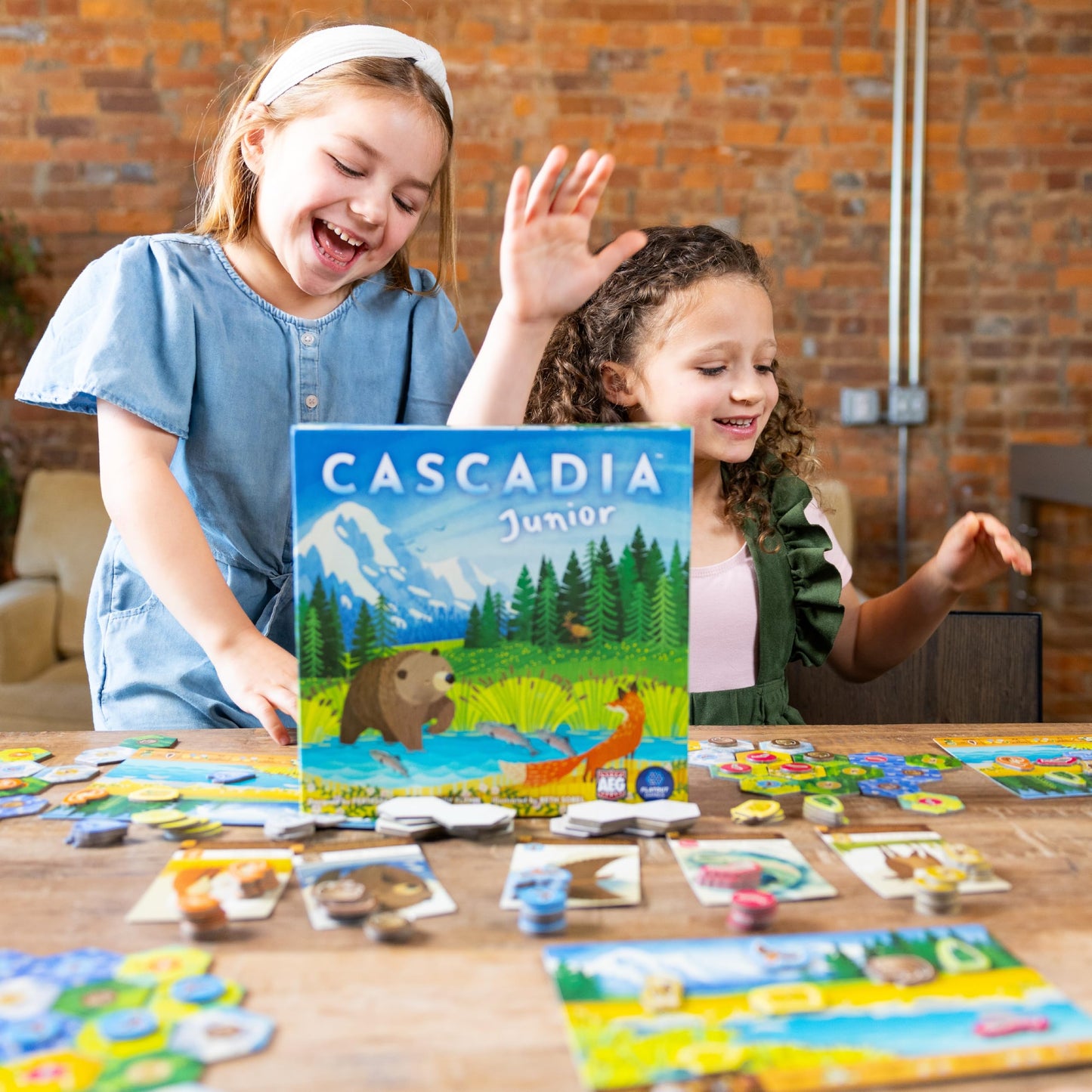 AEG & Flatout Games Cascadia Junior — Quick, Family-Friendly Pattern Puzzle for 2-4 Players (Ages 6+)
