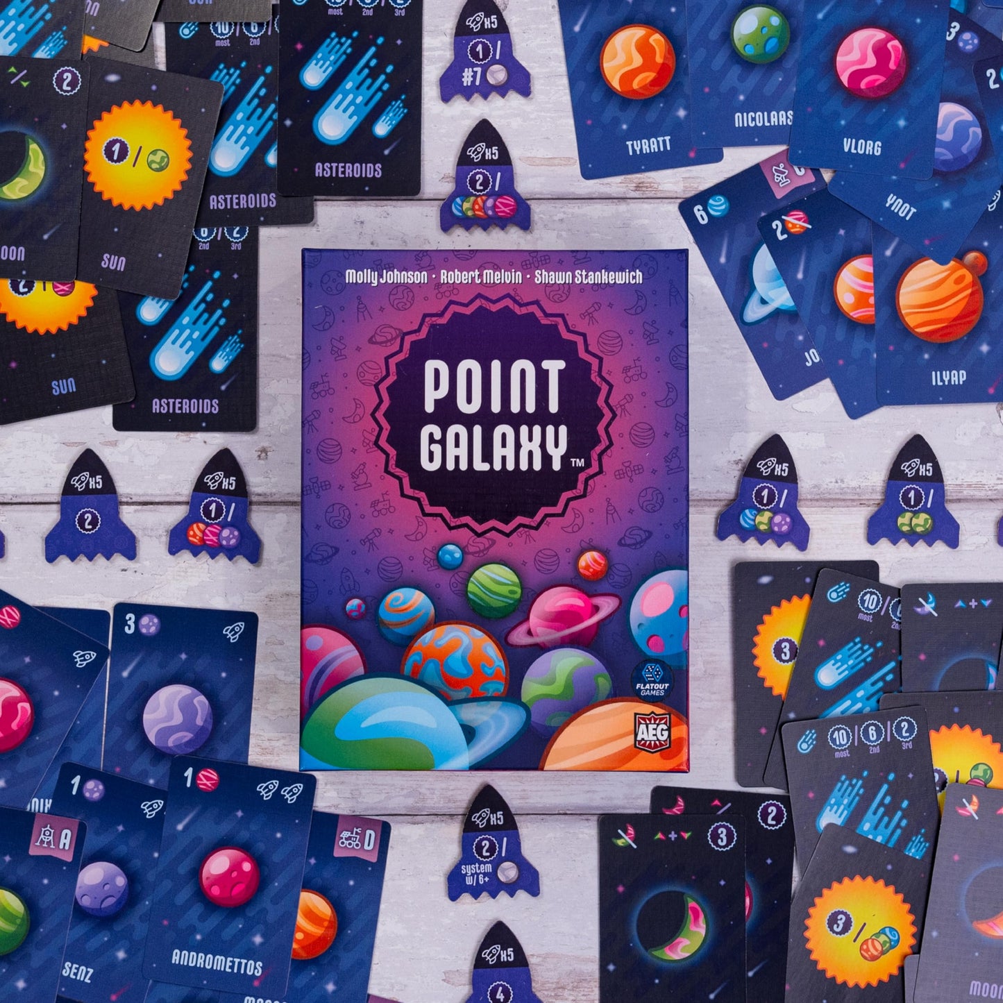 Point Galaxy — AEG & Flatout Games | Family Card Game for 1–5 Players, Ages 10+