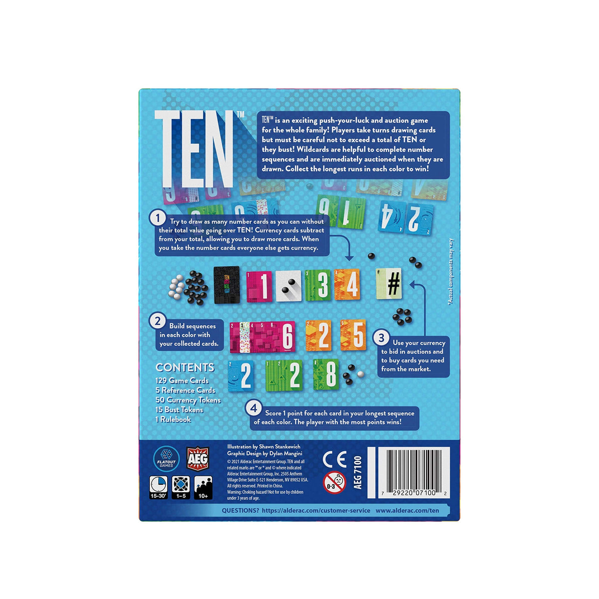 AEG Ten | Push Your Luck Card Game for The Whole Family | Easy to Learn | 2-6 Players | Ages 10+