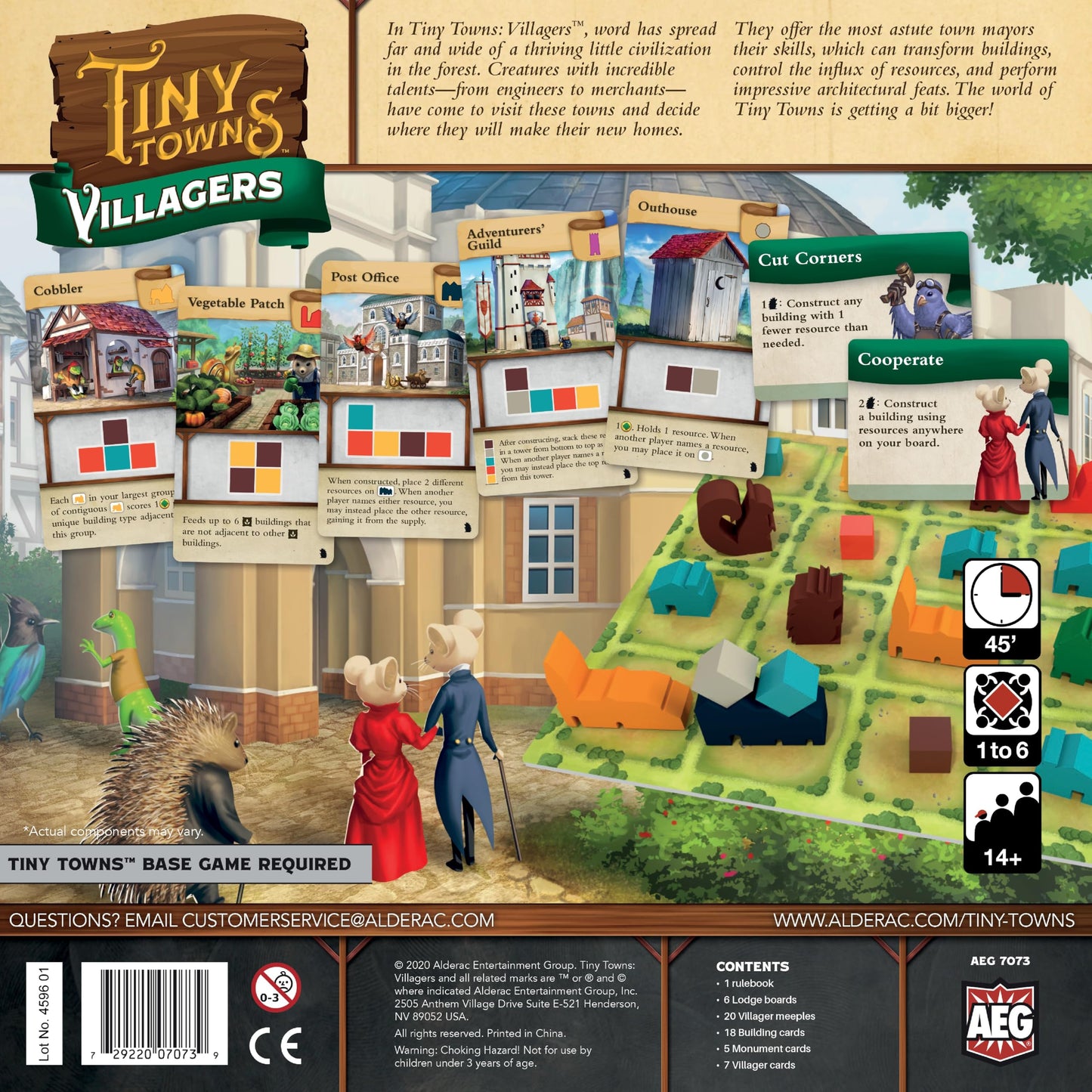 AEG Tiny Towns: Villagers Expansion – New Villagers, Buildings & Monuments | 1-6 Players | Ages 14+