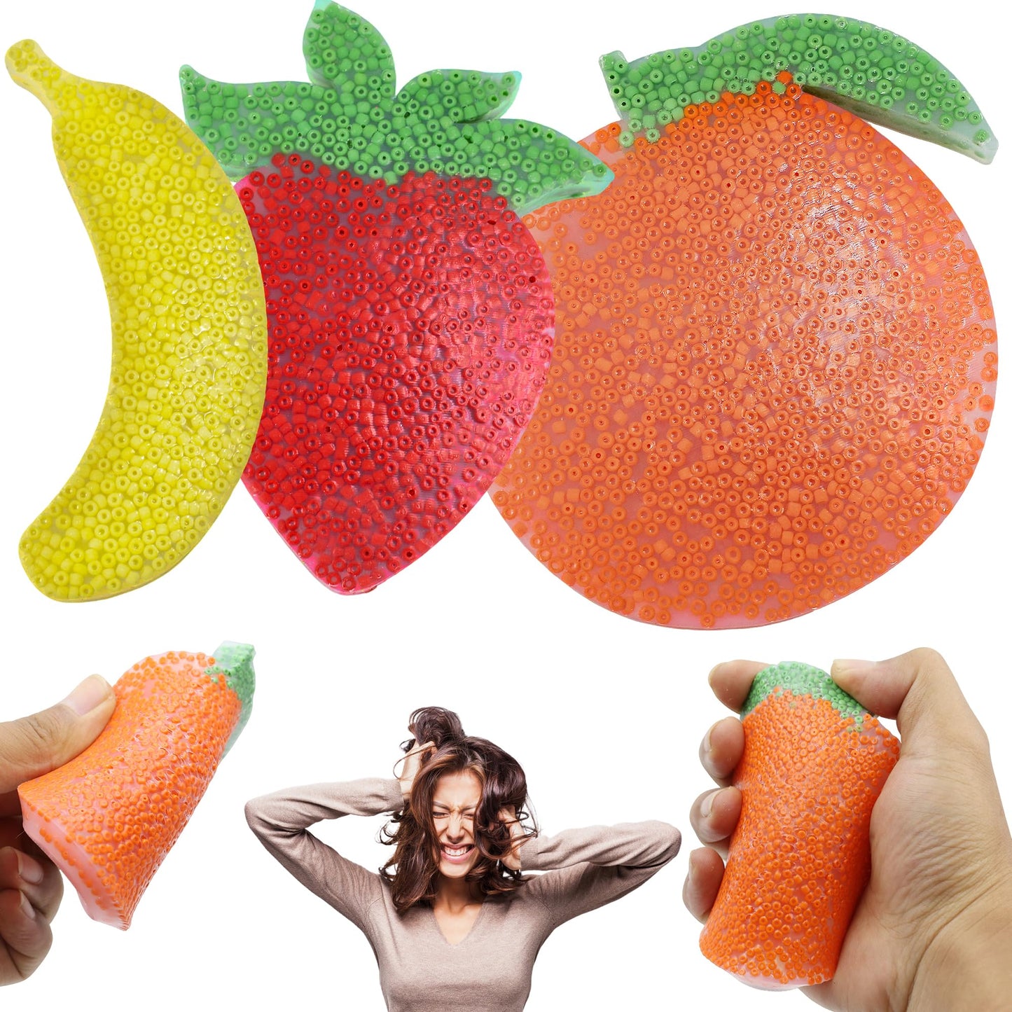 aeloer 3Pcs Skin Picking Fidget Toys – Fruit Picky Pad Silicone Sensory Pads