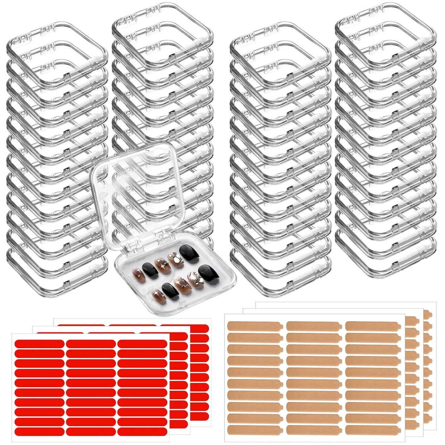Aemygo 48-Set Press On Nail Storage Box – Clear Acrylic Display Case with Snap Closure