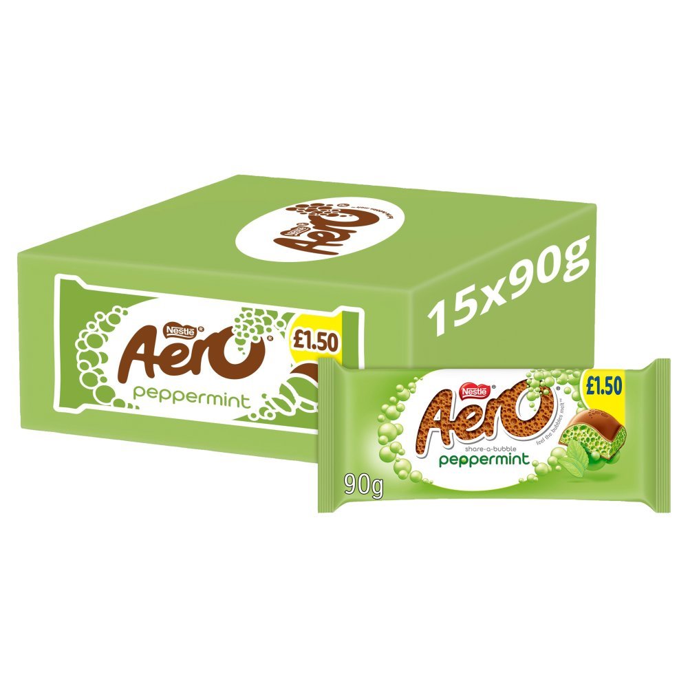 Aero Peppermint Mint Chocolate Sharing Bar PMP 90g (Case of 15)
