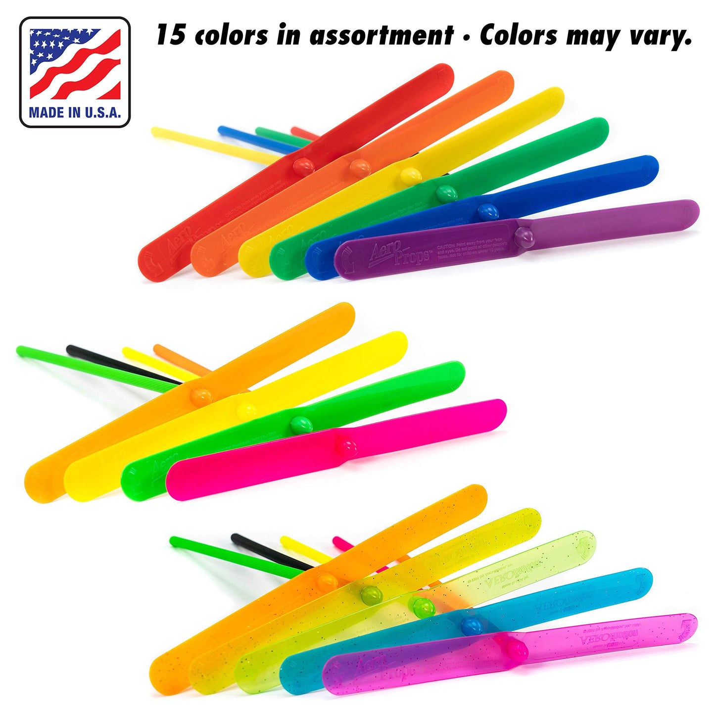 Aero Props - The Original Flying Prop Spinner | Made in USA | 10 Pack Multi Color