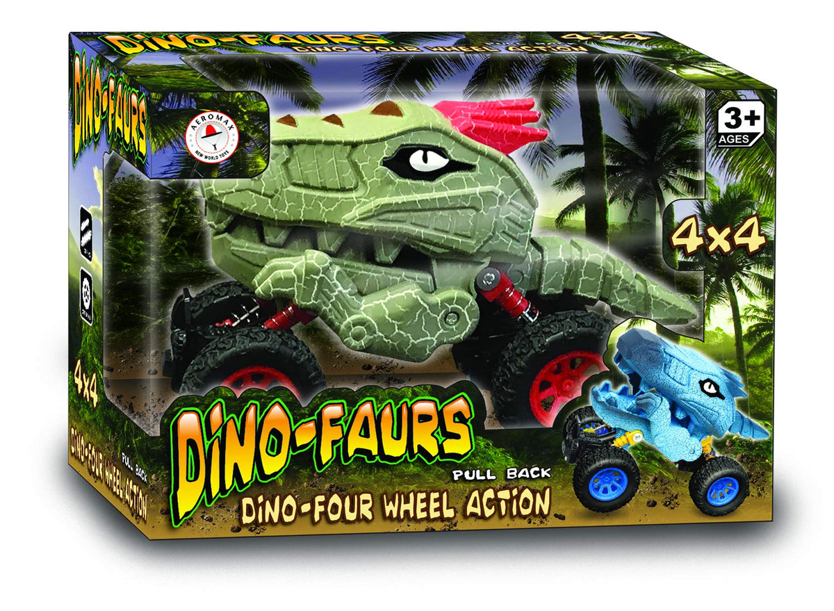 Aeromax Dino-Faurs Pull-Back Dinosaur Truck – Green with Red Accents