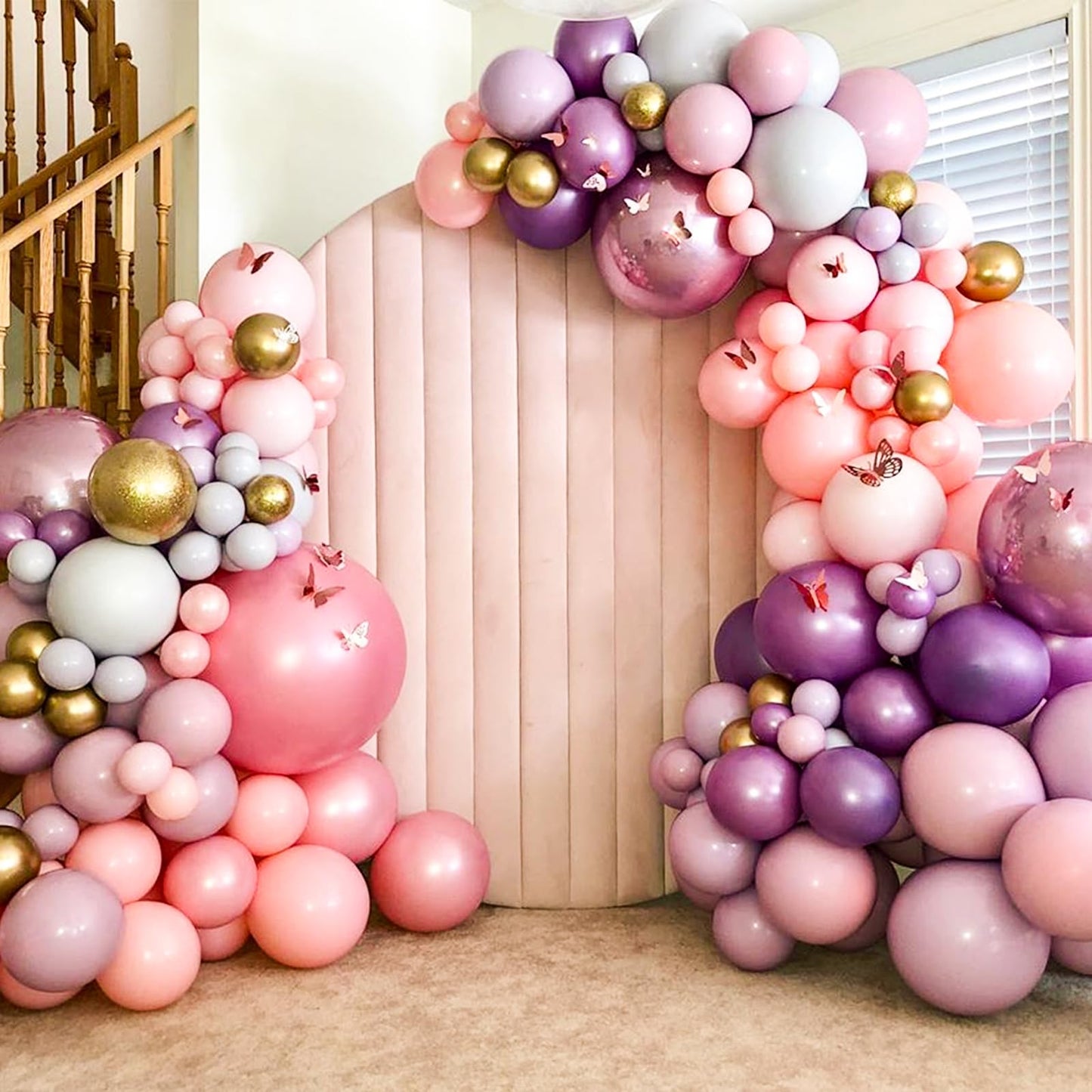 AerWo Balloon Arch Kit 9.35ft & 6ft | Free Bending Half Stand with Base | Wedding & Party Backdrop