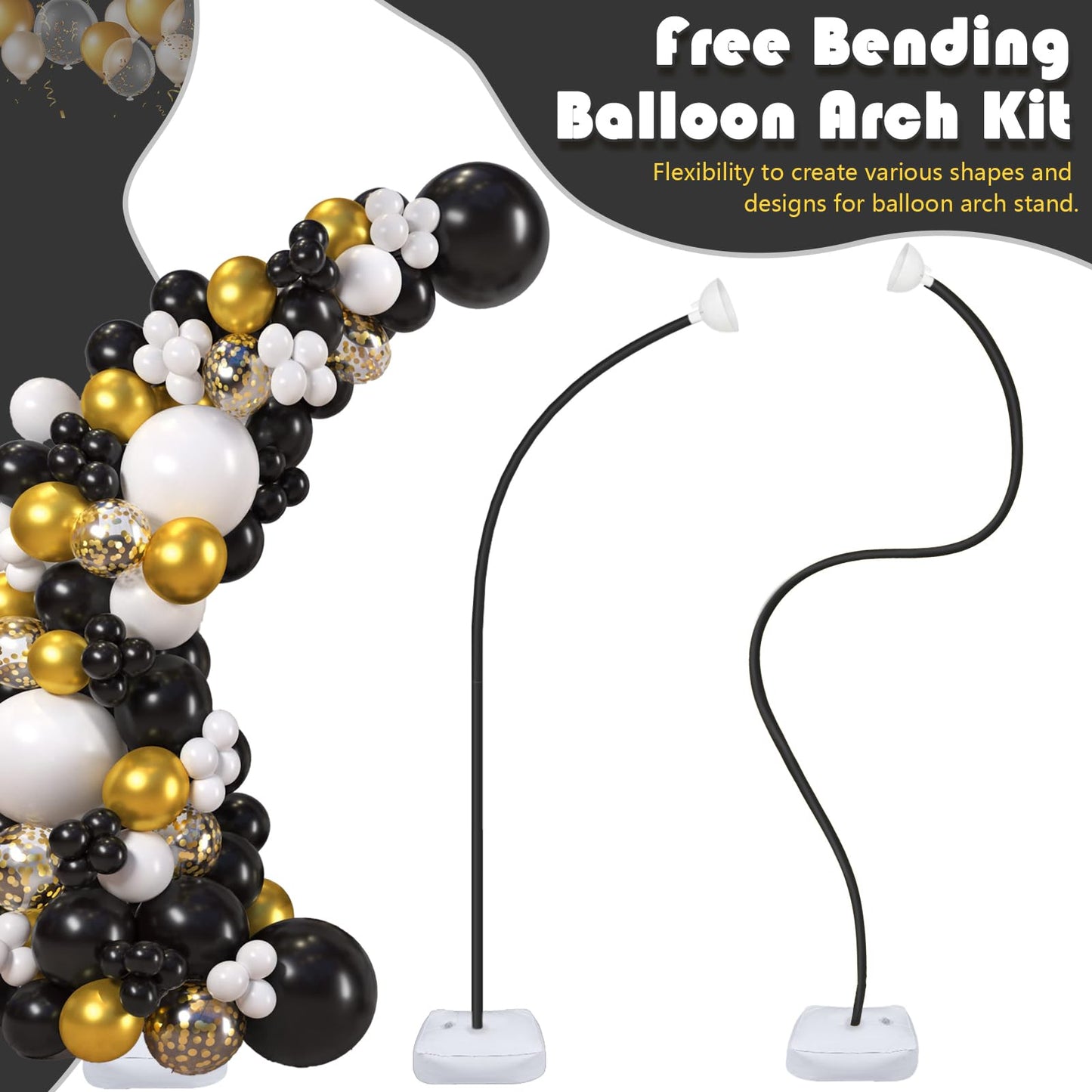 AerWo Balloon Arch Kit 9.35ft & 6ft | Free Bending Half Stand with Base | Wedding & Party Backdrop