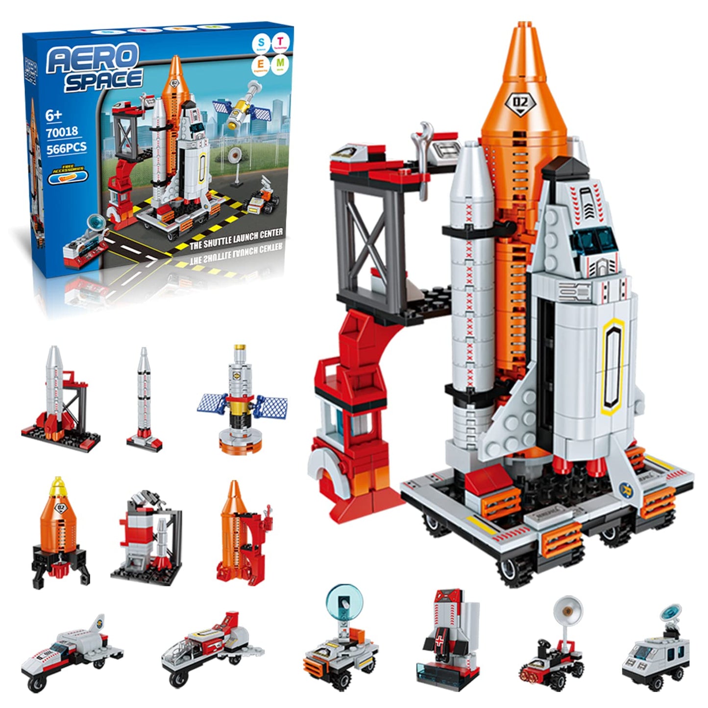 AESGOGO STEM Space Toys for Kids 6-12 | 566 Pcs Space Shuttle Launch Center Building Set