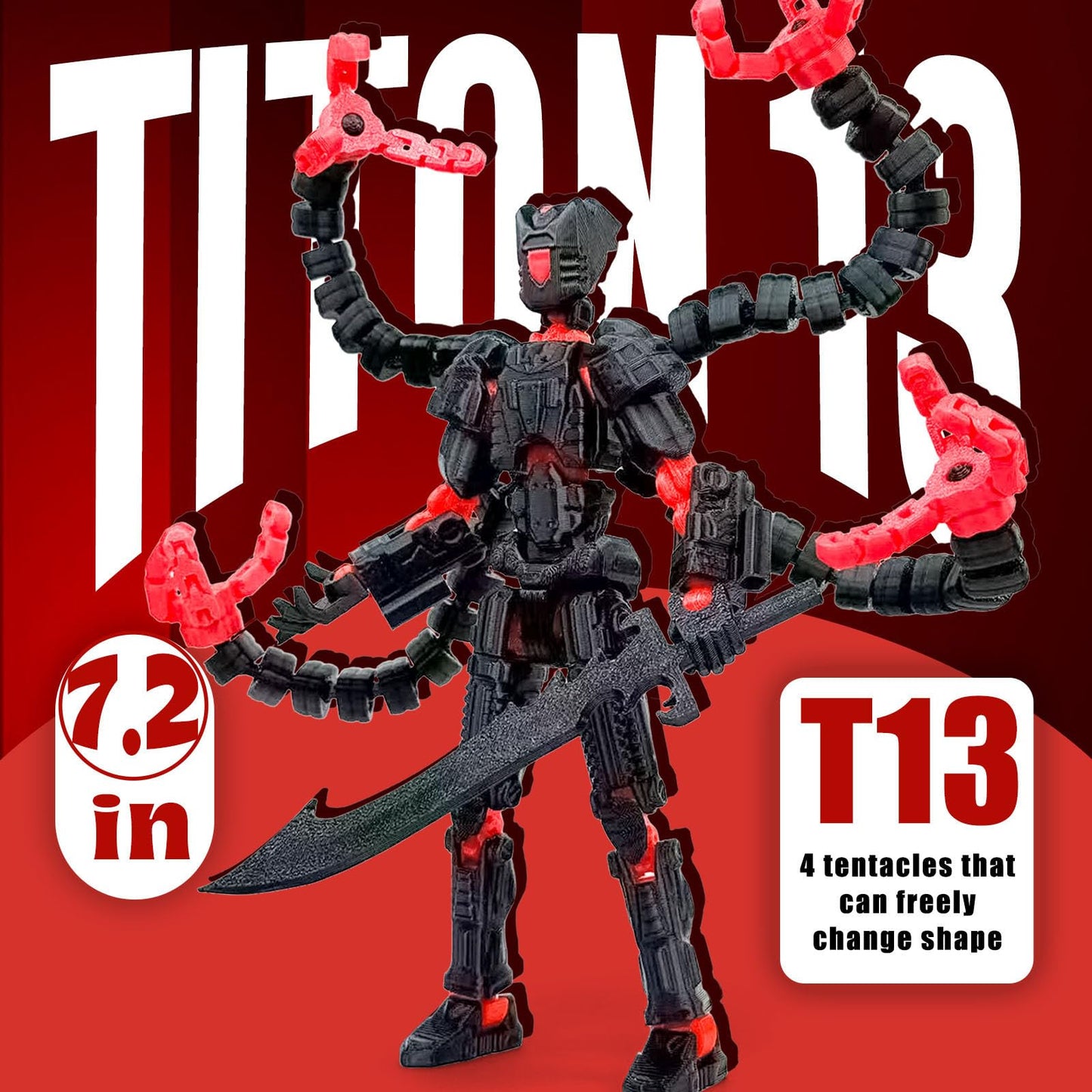 Aesinos T13 Assembly Completed Action Figure — 3D Printed Movable Robot (Nova 13) Black & White, 7.2 inch