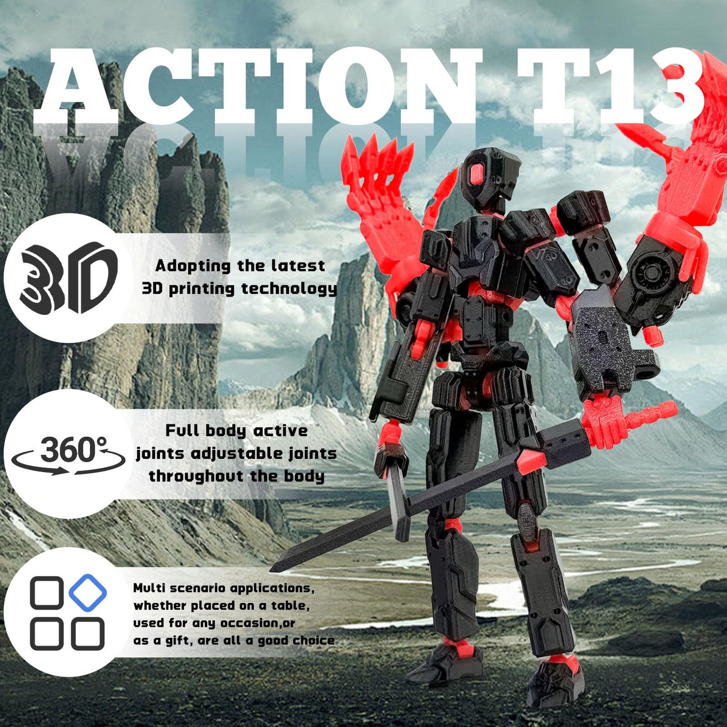 Aesinos T13 Assembly Completed Action Figure – 8-Inch Multi-Jointed Robot Collectible