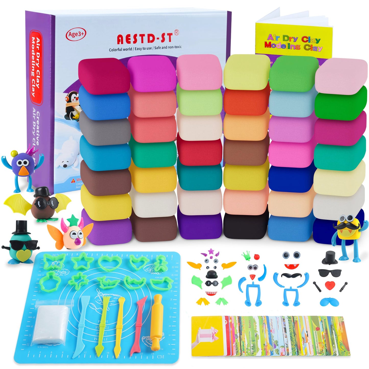 Aestd-ST Air Dry Clay Kit — 42 Colors, Tools & Molds for Kids