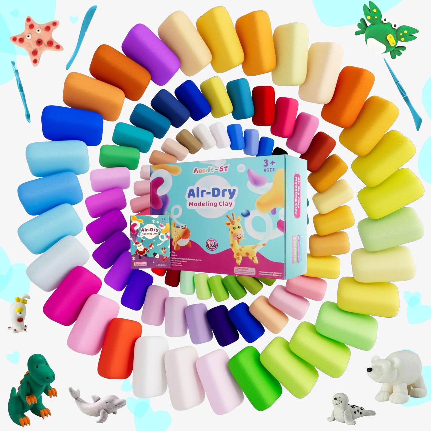 Aestd-ST Air Dry Clay Kit — 90 Colors, Non-Sticky Modeling Clay for Kids