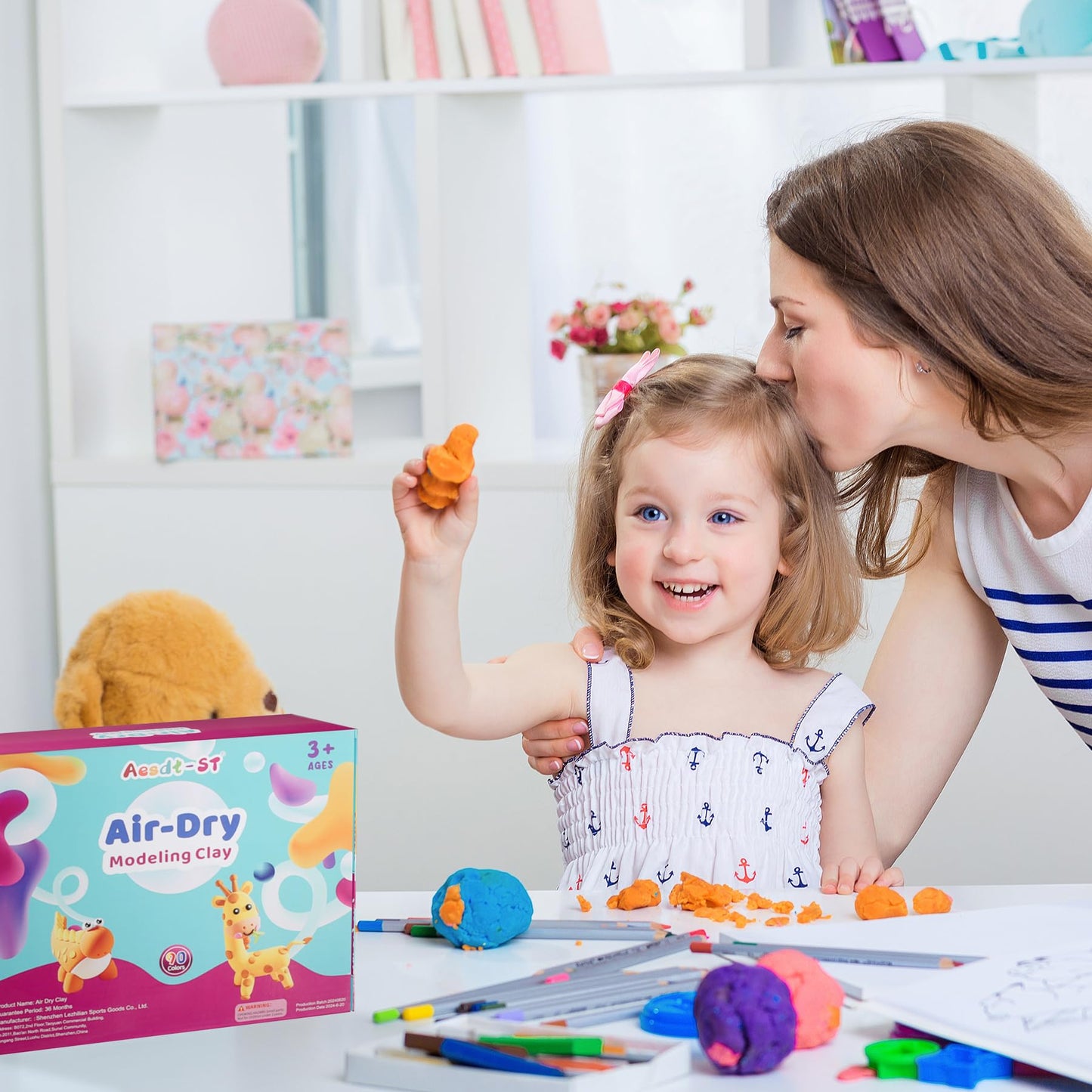 Aestd-ST Air Dry Clay Kit — 90 Colors, Non-Sticky Modeling Clay for Kids