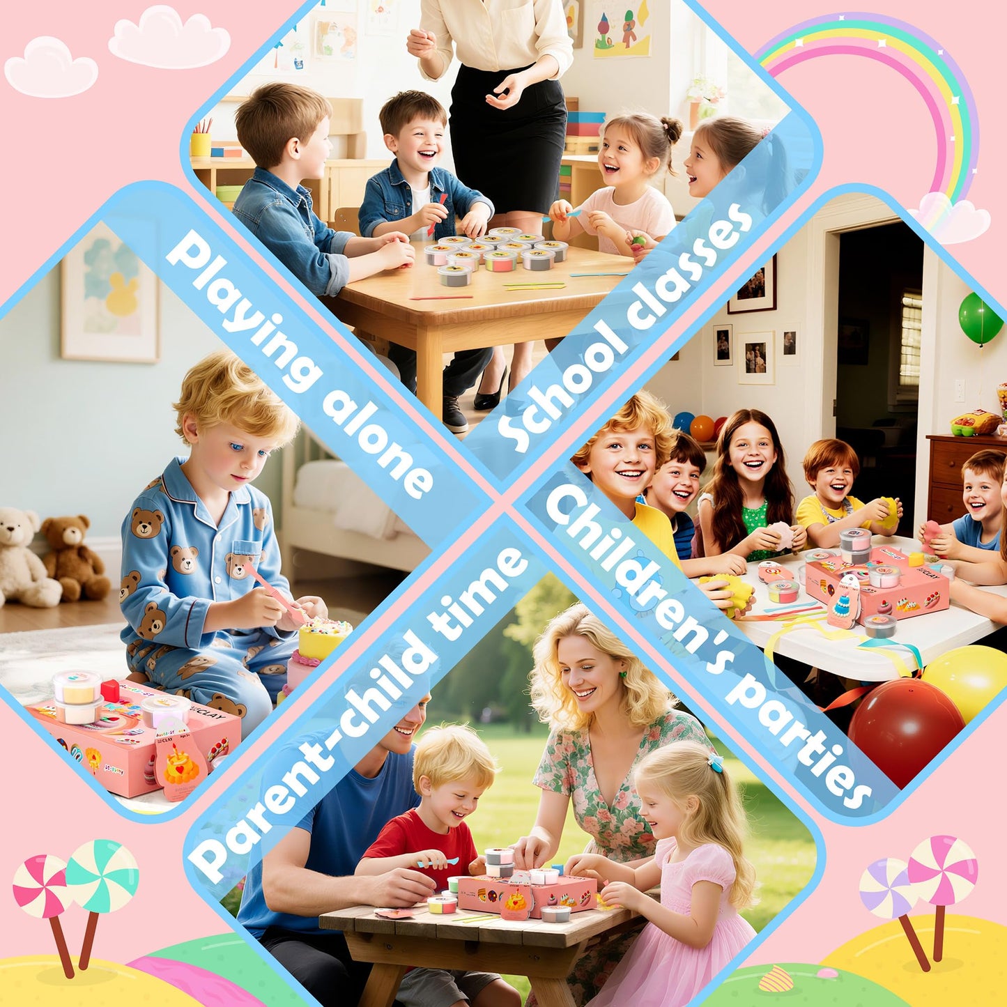 Aestd-ST Air Dry Clay Kit – Cake Theme for Kids, 12-Box Modeling Clay with Tools & Tutorials