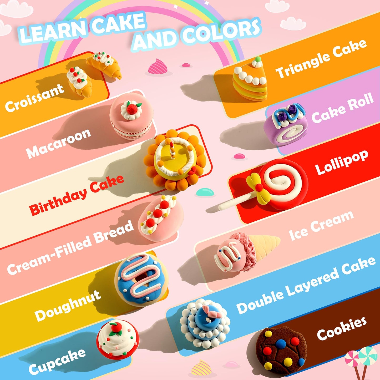 Aestd-ST Air Dry Clay Kit – Cake Theme for Kids, 12-Box Modeling Clay with Tools & Tutorials