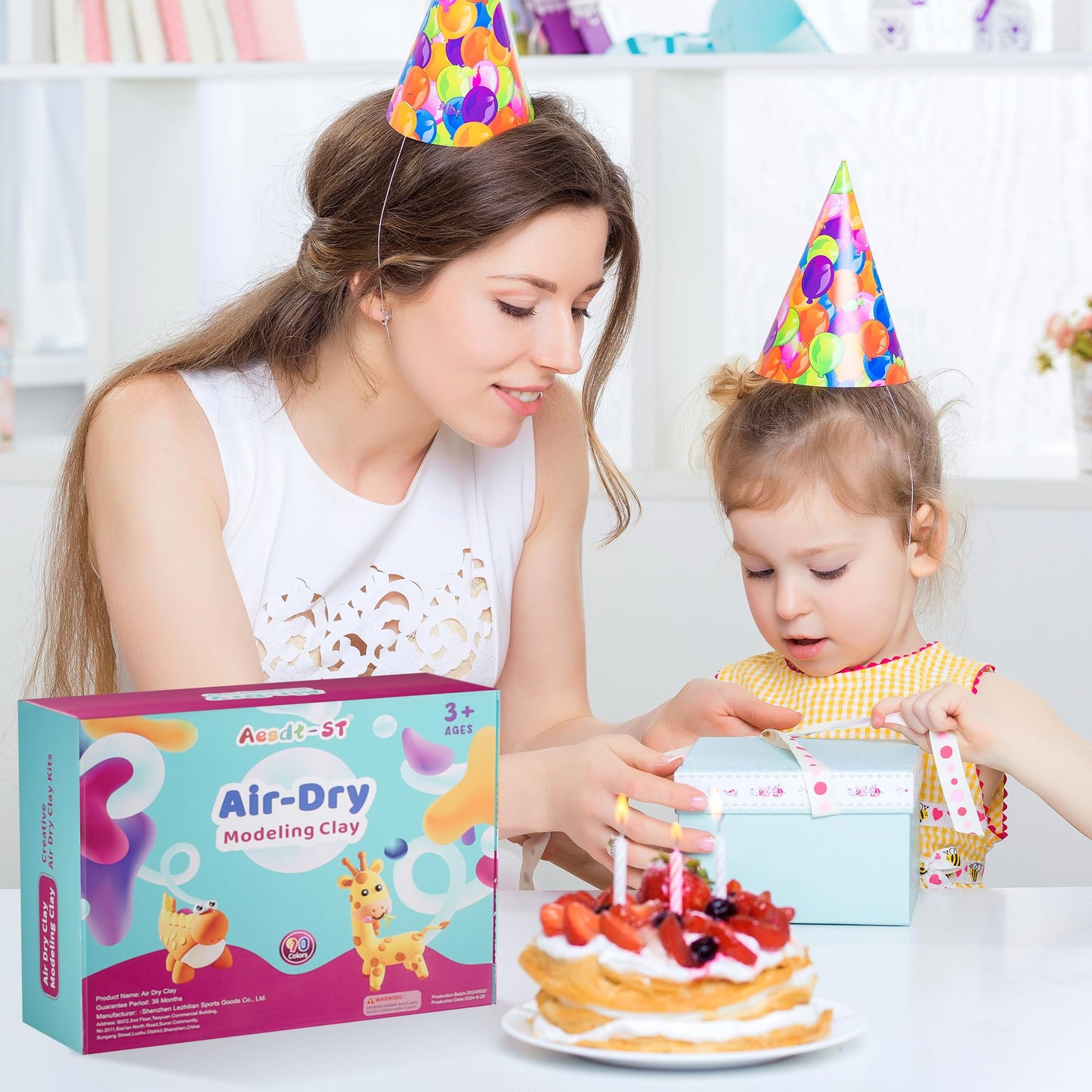 Aestd-ST Air Dry Clay Kit — 90 Colors, Non-Sticky Modeling Clay for Kids