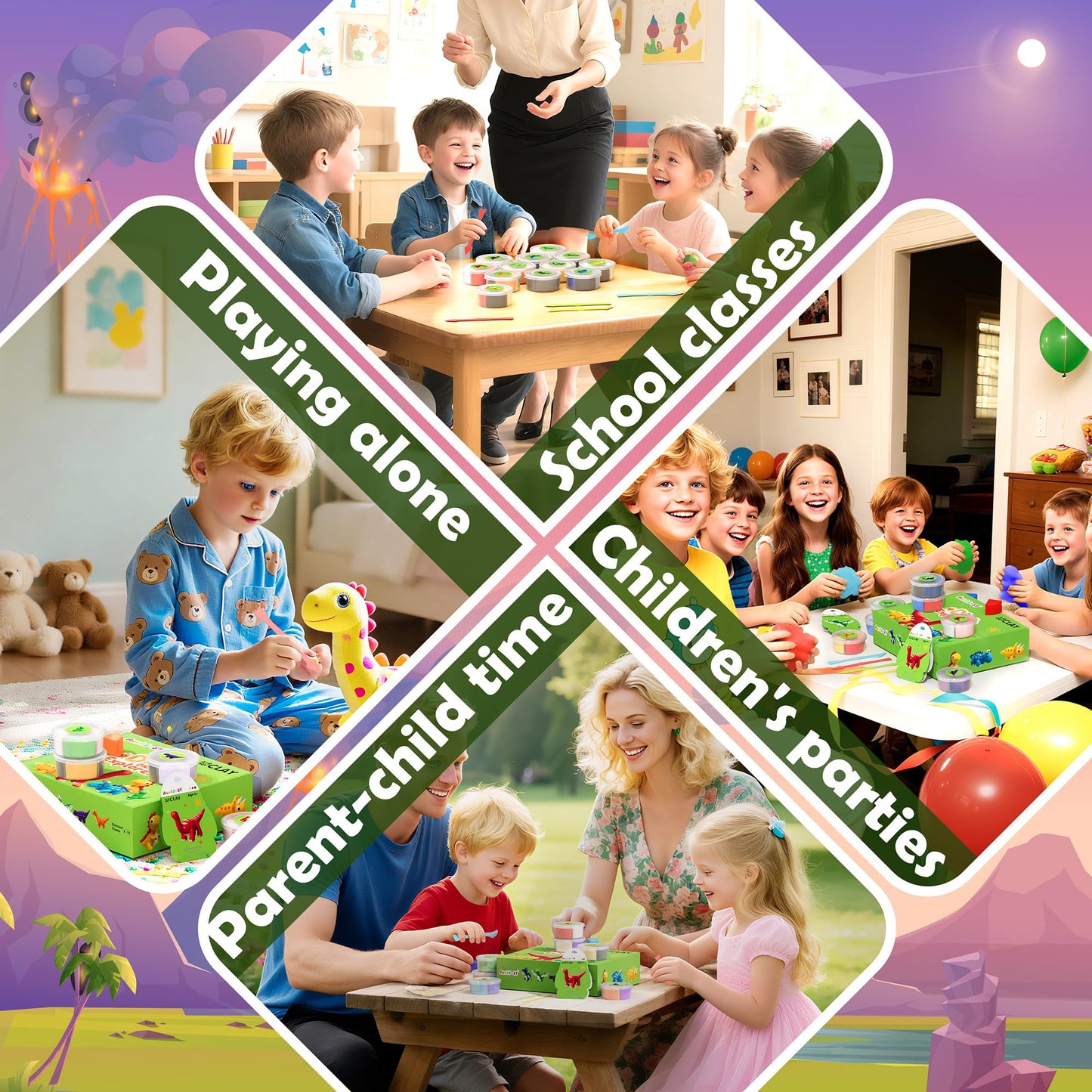 Aestd-ST Air Dry Clay Kit – Dinosaur Theme for Kids, 12 Boxes & Tools