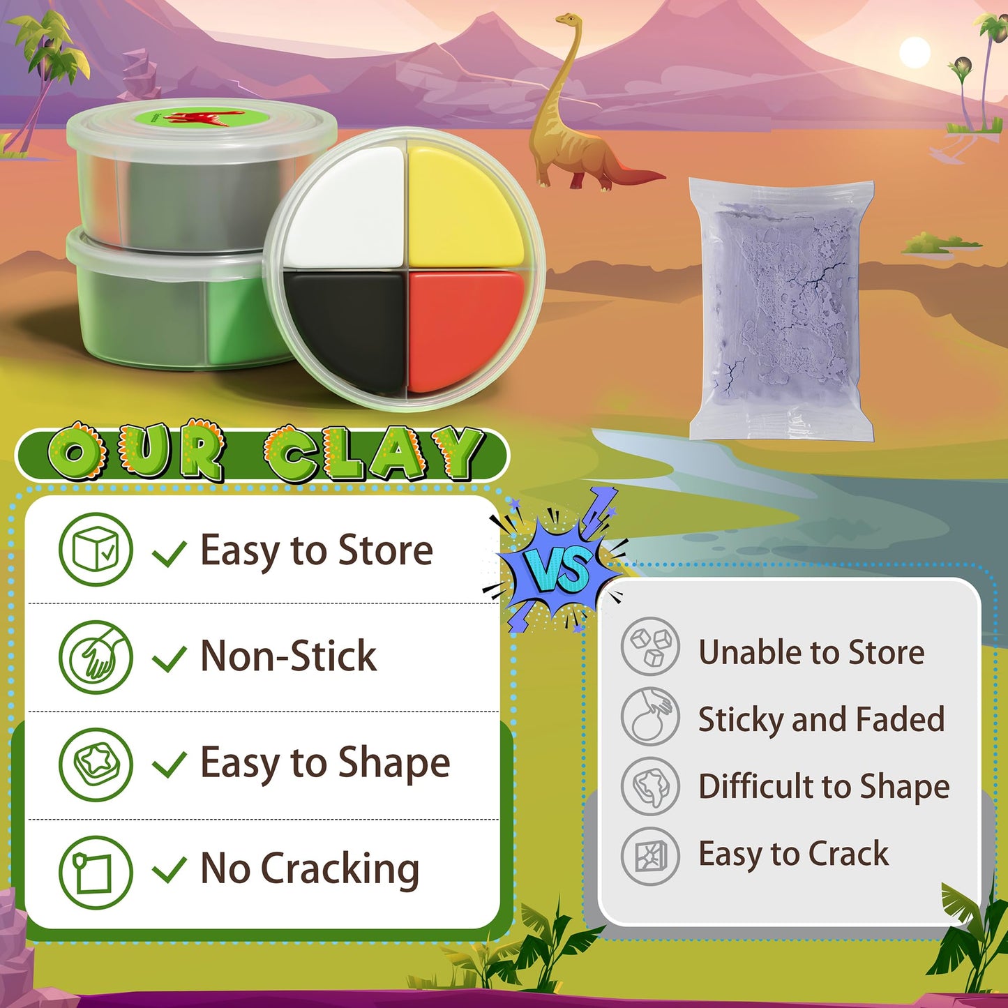 Aestd-ST Air Dry Clay Kit – Dinosaur Theme for Kids, 12 Boxes & Tools