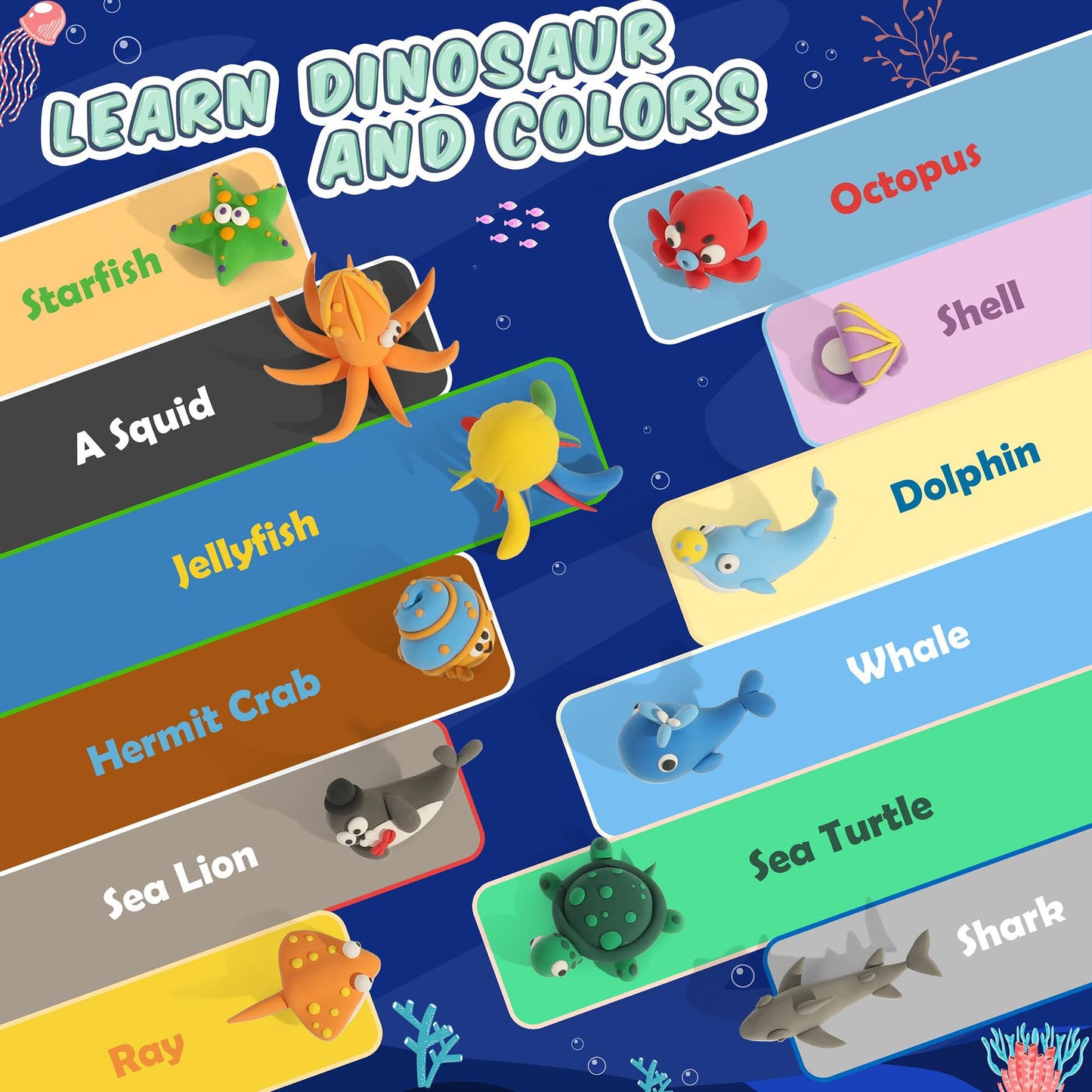 Aestd-ST Ocean Theme Air Dry Clay Kit for Kids – 12 Boxes, Tools & Tutorials