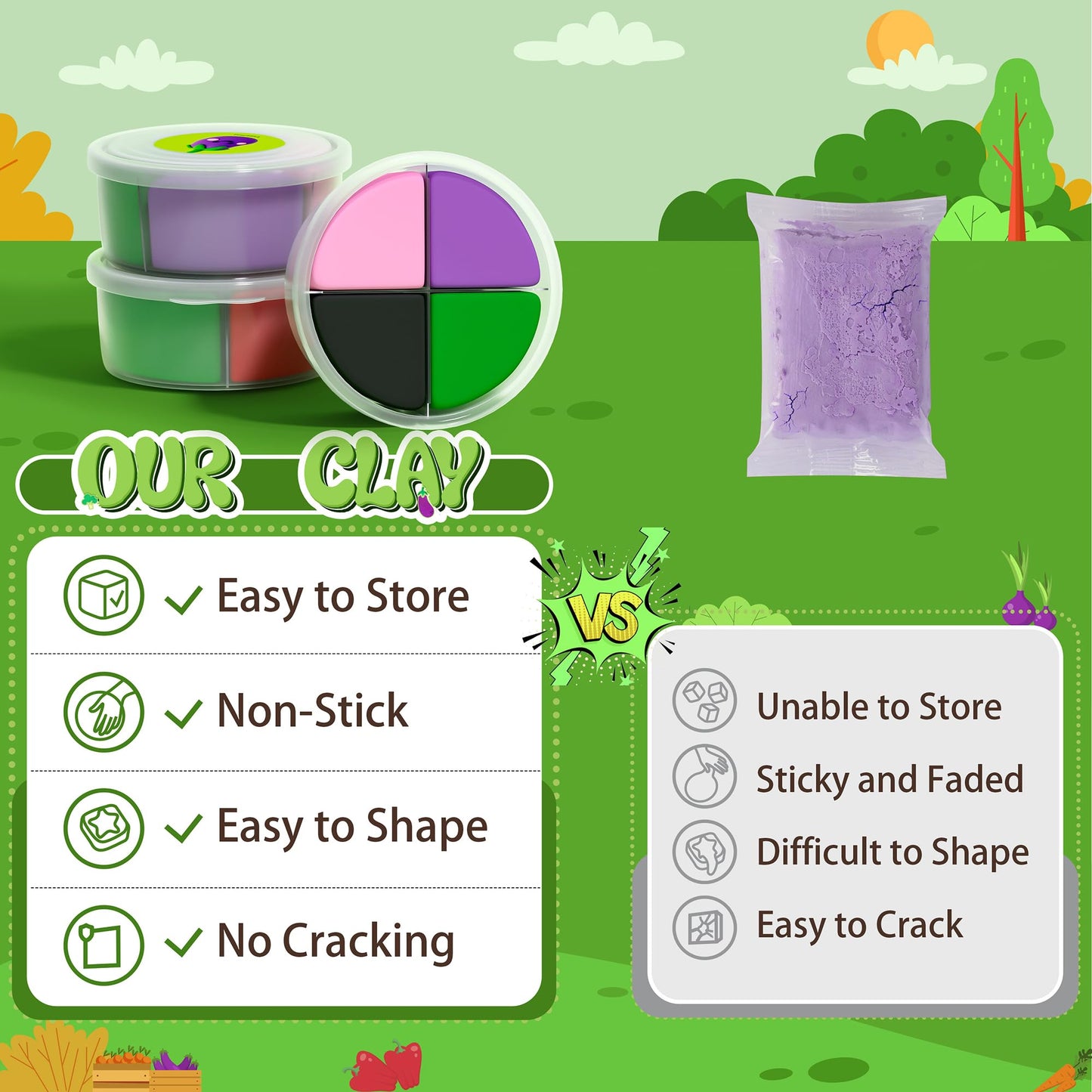 Aestd-ST Air Dry Clay Kit - Vegetable Theme for Kids | Tools, Tutorials & 12 Boxes