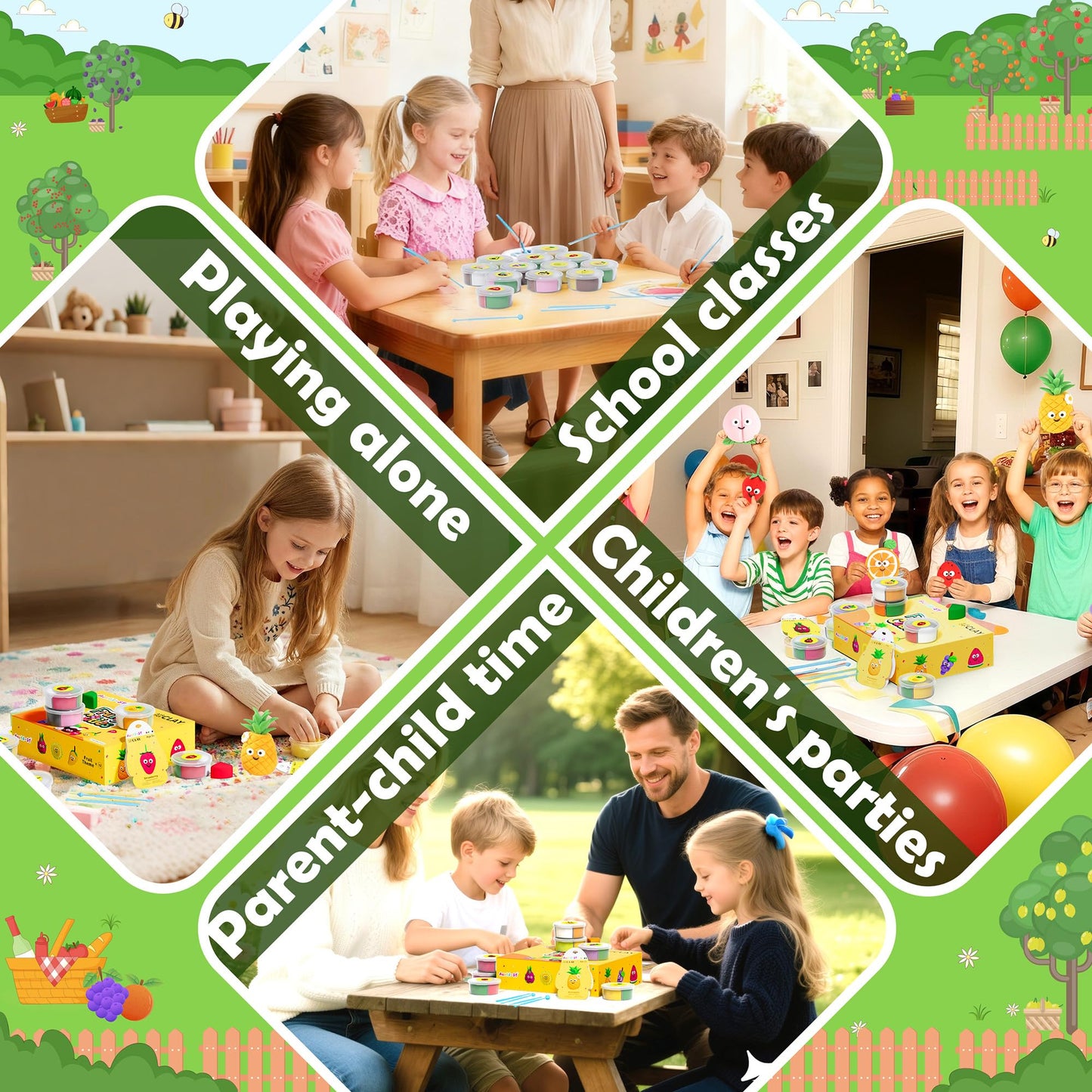 Aestd-ST Air Dry Clay Kit – Fruit Theme for Kids, 12-Box Set with Tools & Tutorials