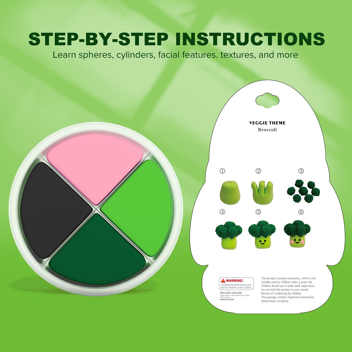 Aestd-ST Air Dry Clay Kit - Vegetable Theme for Kids | Tools, Tutorials & 12 Boxes