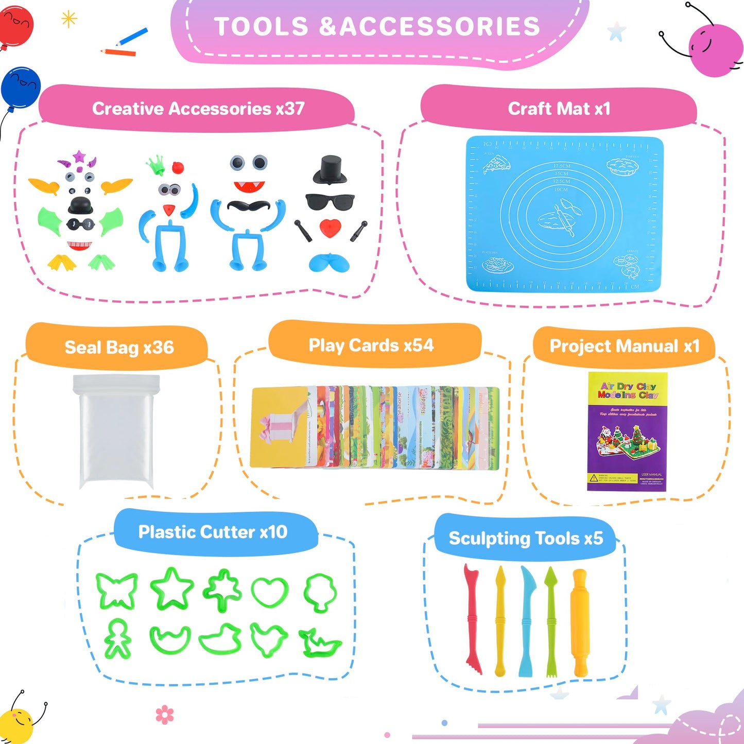 Aestd-ST Air Dry Clay Kit — 42 Colors, Tools & Molds for Kids