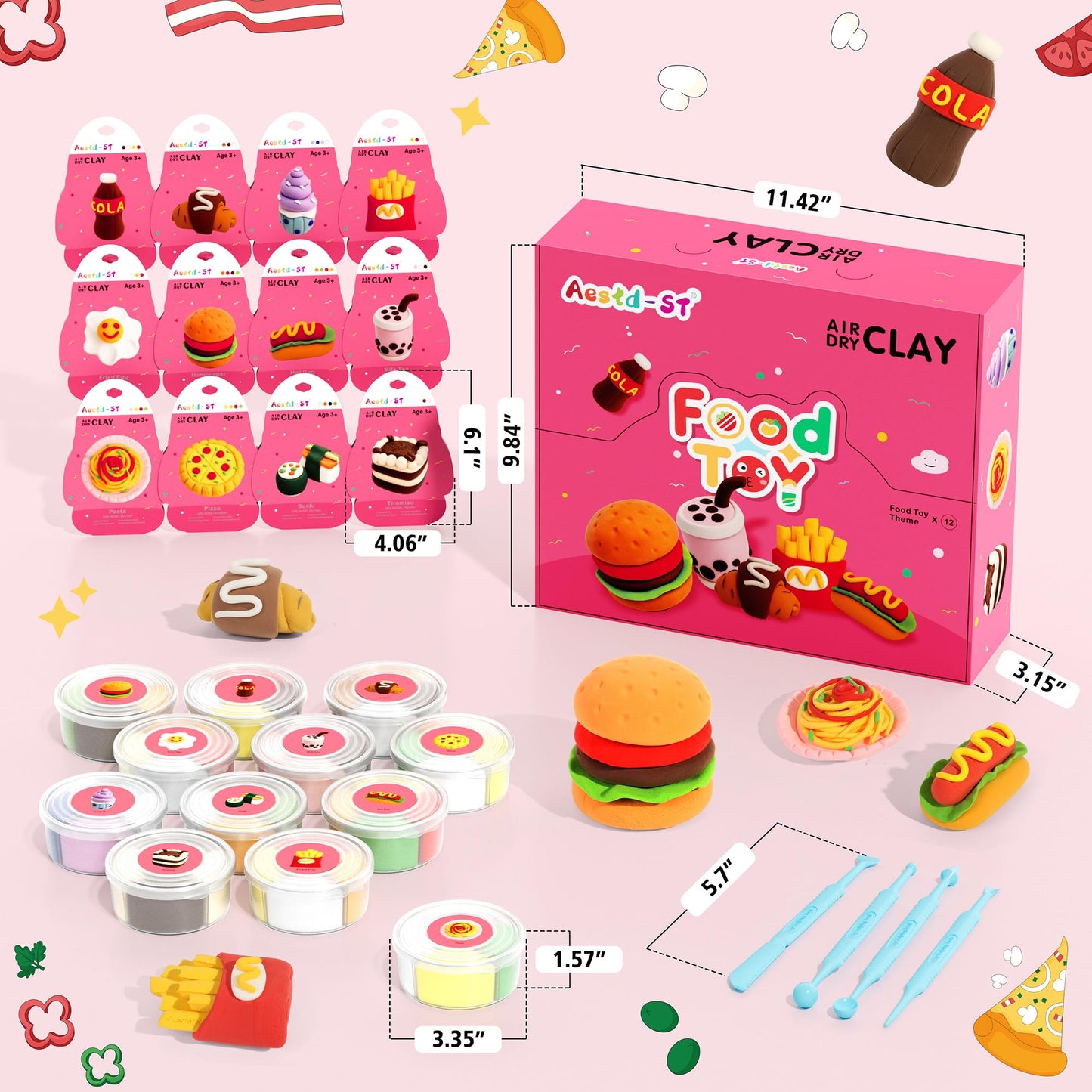 Air Dry Clay Kit - Food Toy Theme for Kids | Aestd-ST