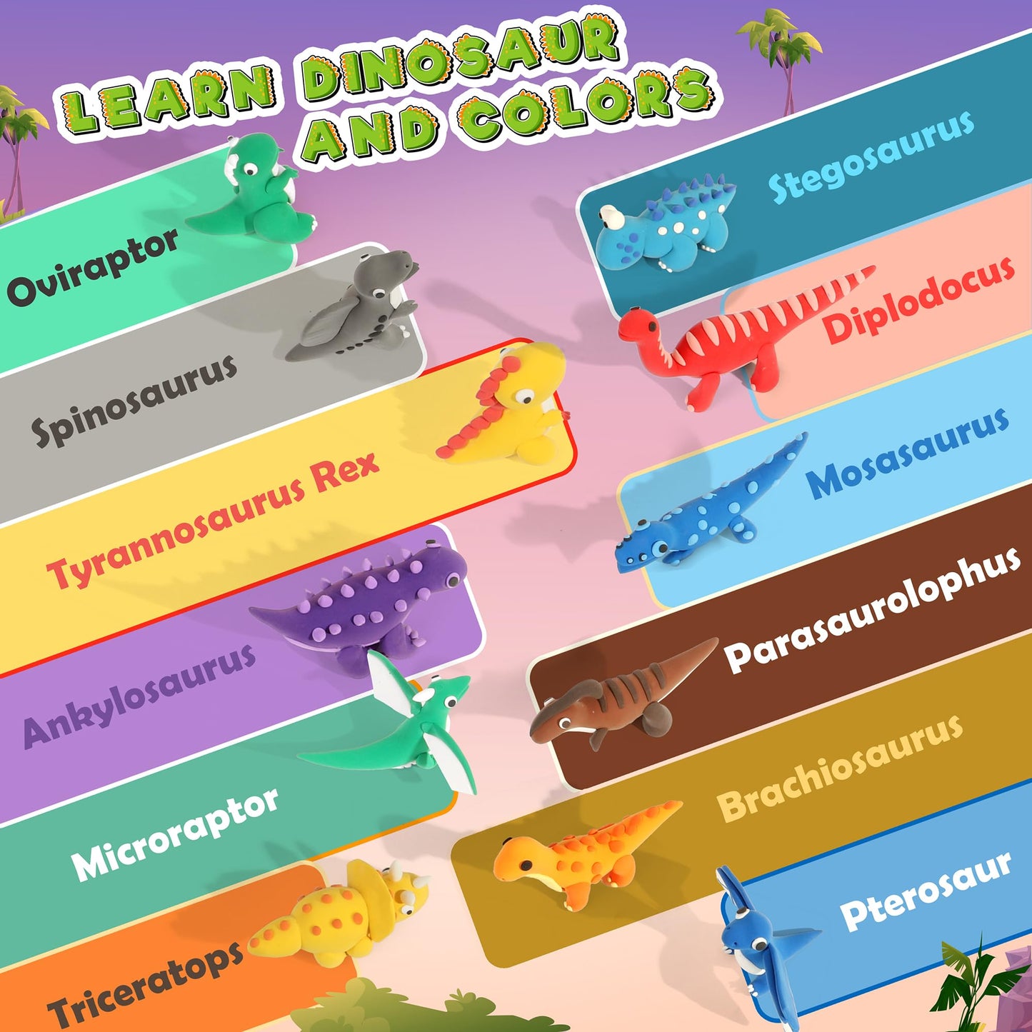 Aestd-ST Air Dry Clay Kit – Dinosaur Theme for Kids, 12 Boxes & Tools