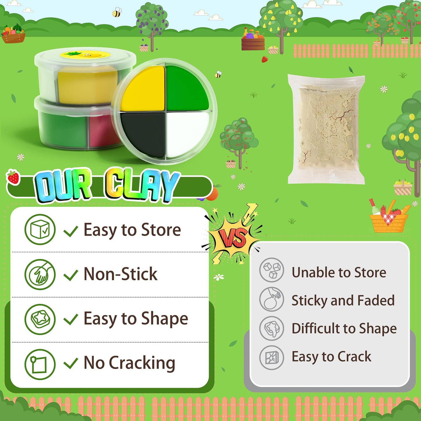 Aestd-ST Air Dry Clay Kit – Fruit Theme for Kids, 12-Box Set with Tools & Tutorials