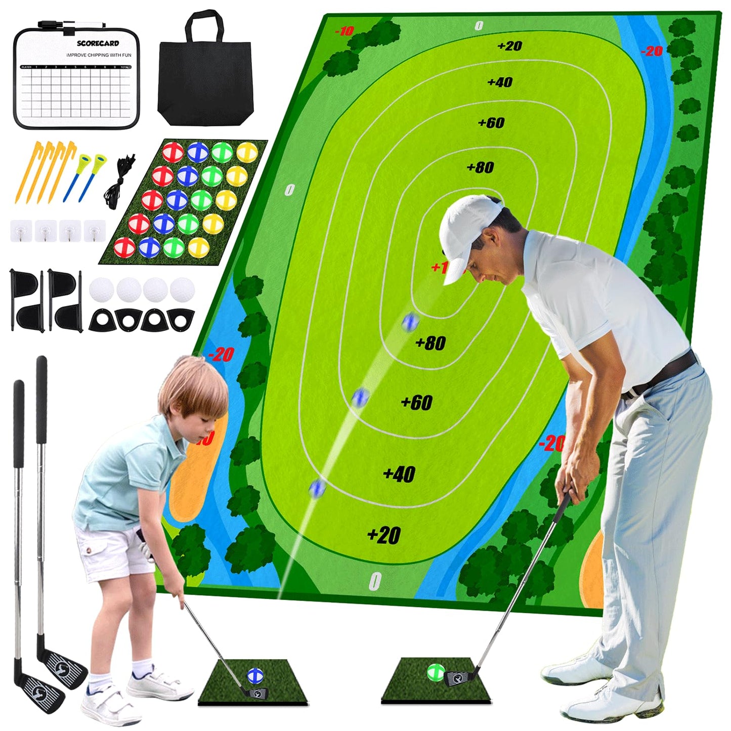 AETISY Golf Chipping Game – 50-Piece Indoor/Outdoor Golf Set for Kids & Adults
