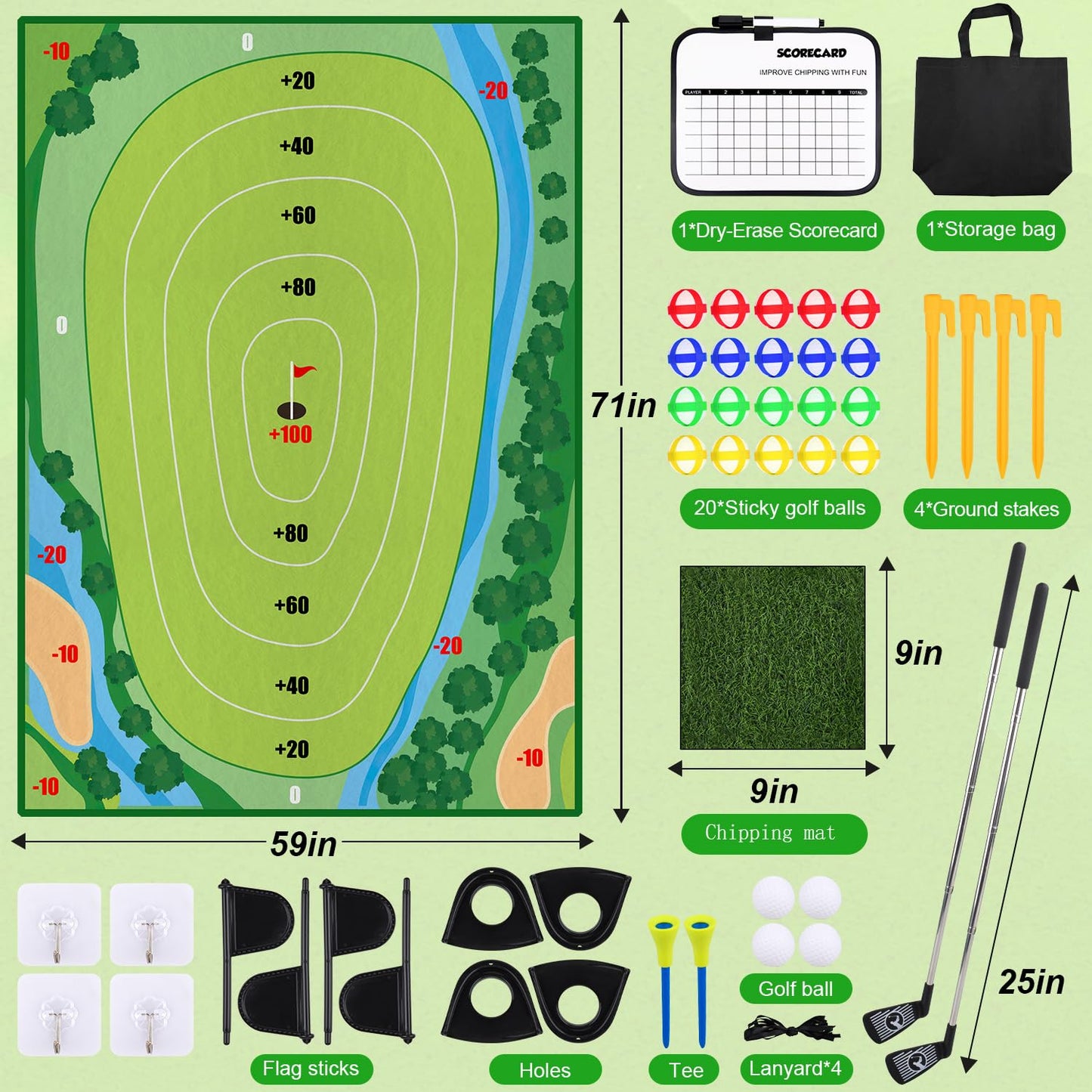 AETISY Golf Chipping Game – 50-Piece Indoor/Outdoor Golf Set for Kids & Adults