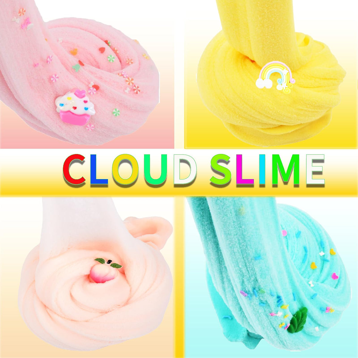Aeyiakov Cloud Slime Kit - 4 Pack Soft, Non-Sticky Slime for Kids, Education & Gift Ideas