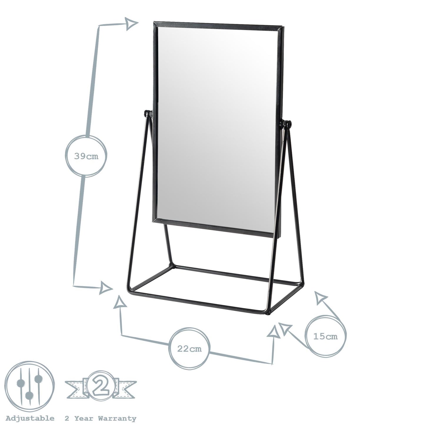 22cm x 39cm Gold Square Dressing Table Mirror