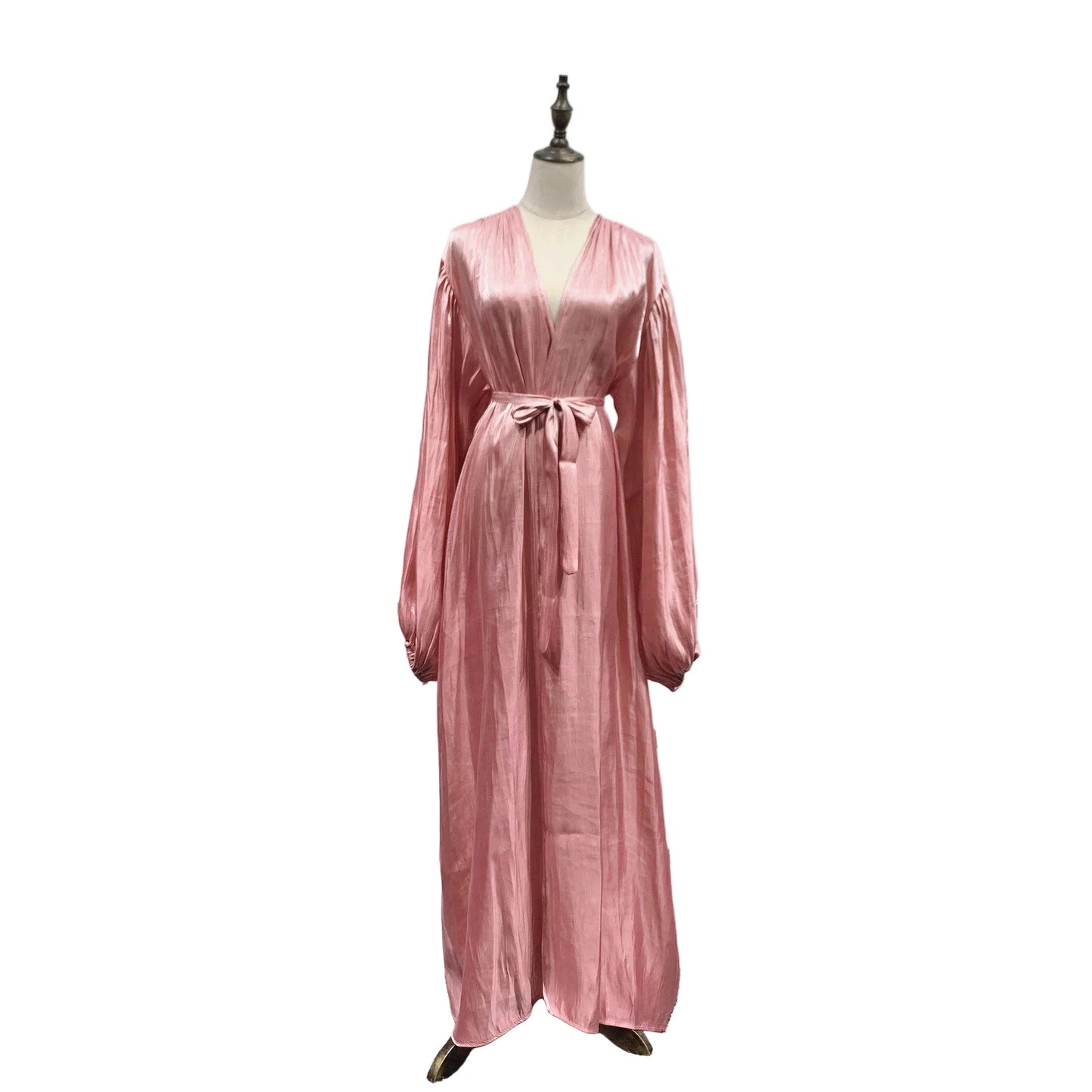 Puff Sleeve Lace-Trim Abaya Cape | Long Modest Dress