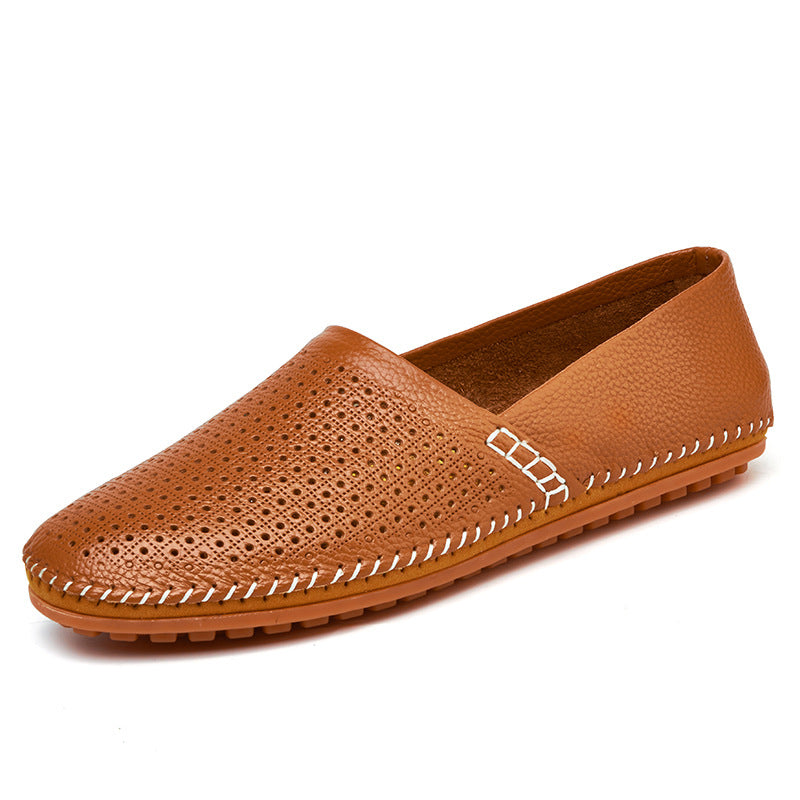 Summer First Layer Cowhide Casual Driving Shoes