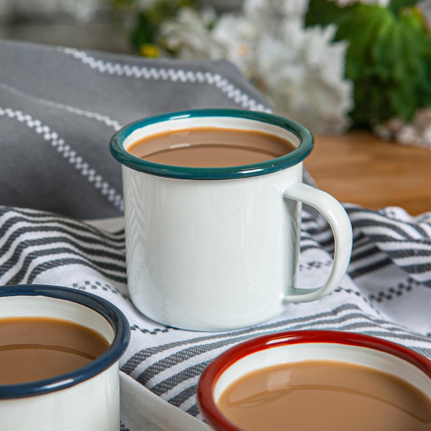 375ml White Enamel Mugs - Pack of Six