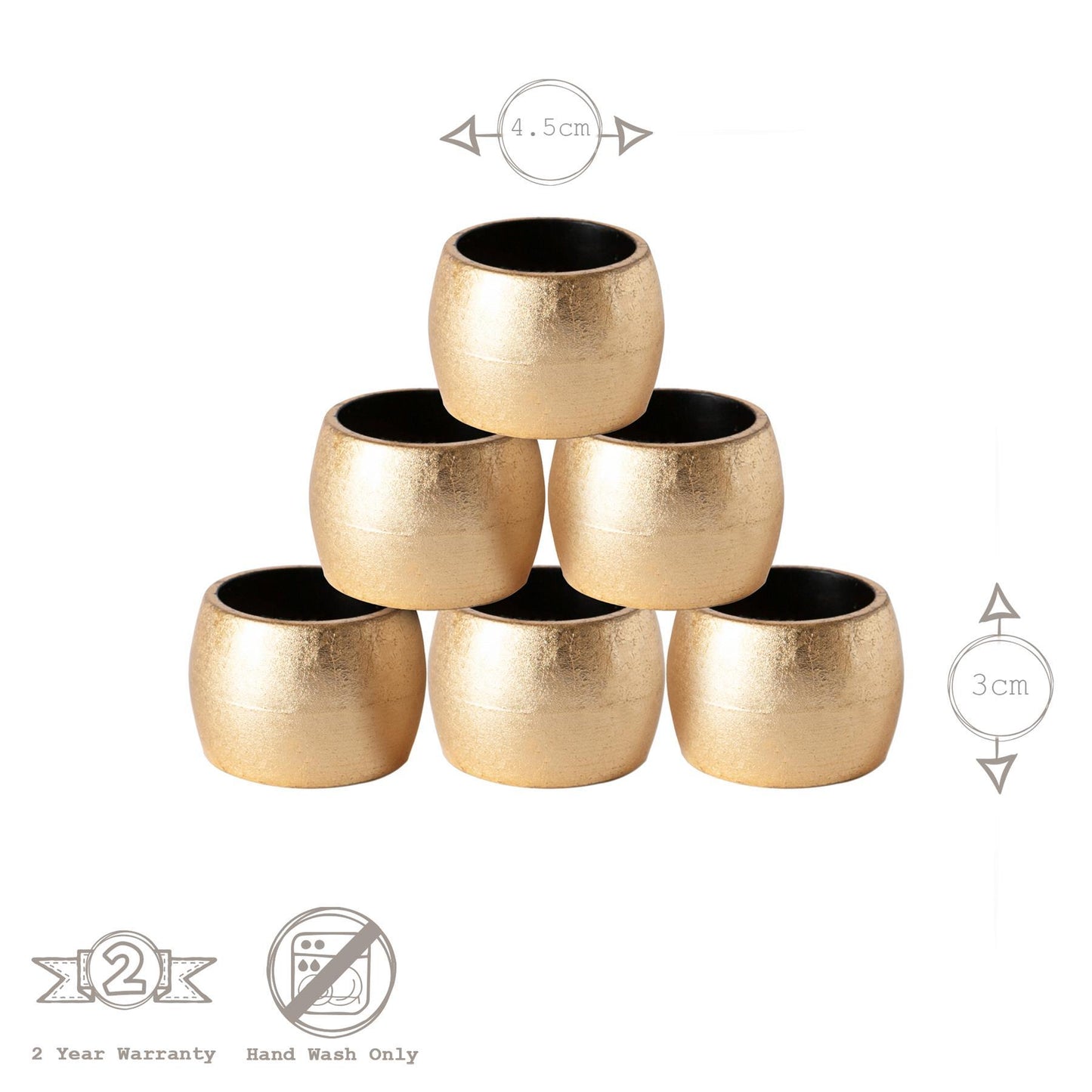 Metallic Rose Gold Melamine Napkin Rings - Pack of Six