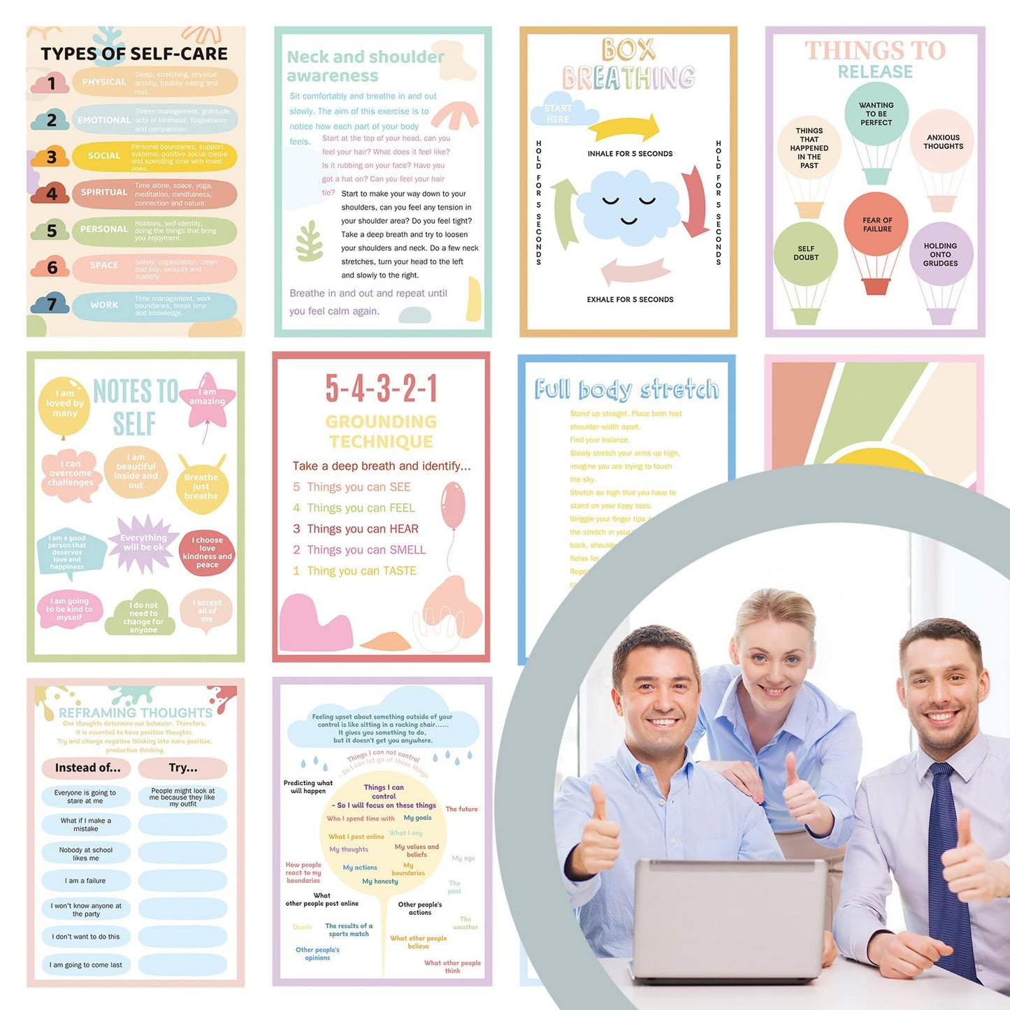 Affrolling 72 Pcs Anxiety Coping Skill Cards – Coping Strategy Flashcards with Metal Binder Rings for Family, School, and Office