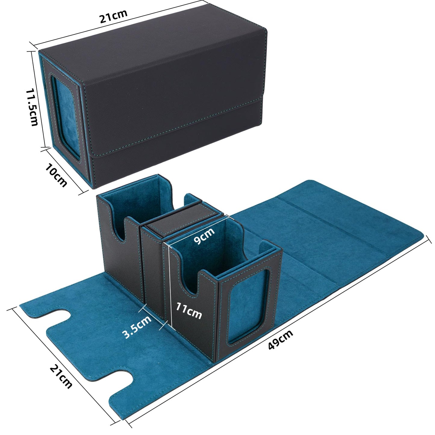 AFIING MTG Commander Card Storage Box – Fits 200 Double-Sleeved Cards, 3-in-1 Deck Case, 2 Toploaders