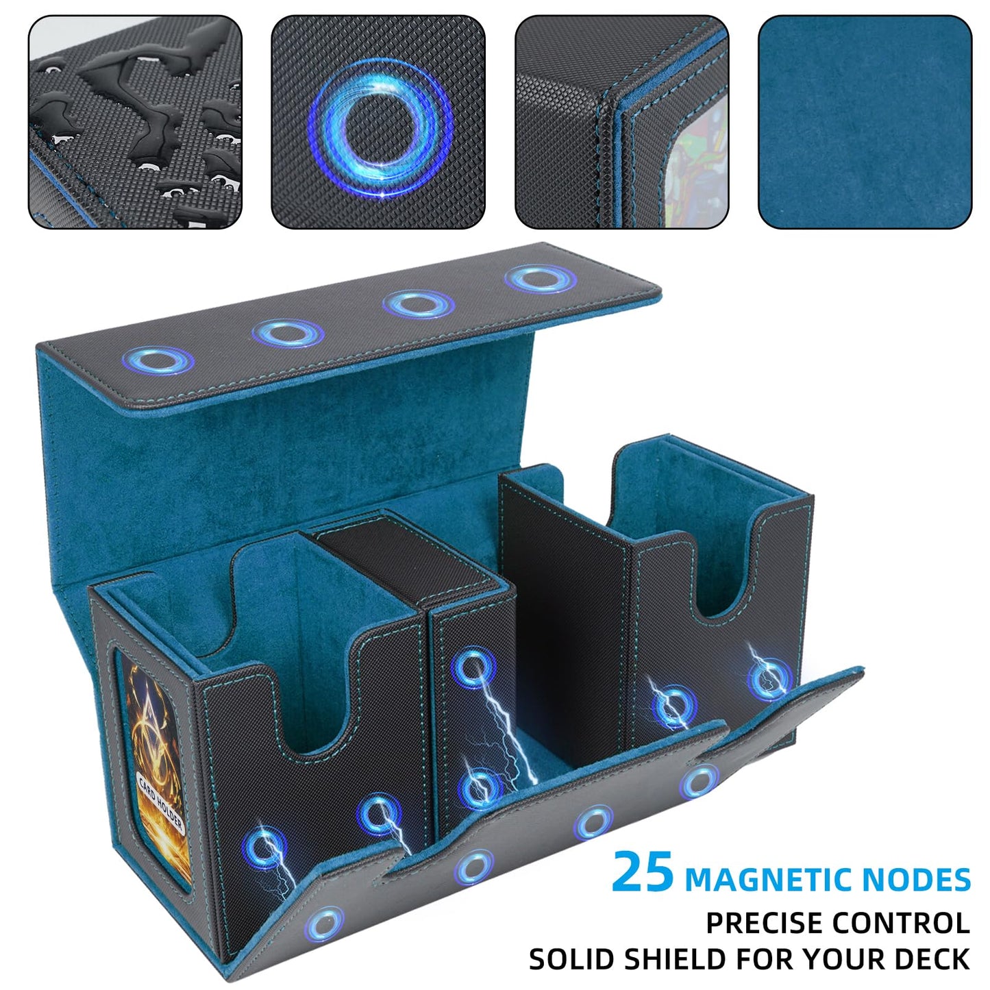 AFIING MTG Commander Card Storage Box – Fits 200 Double-Sleeved Cards, 3-in-1 Deck Case, 2 Toploaders