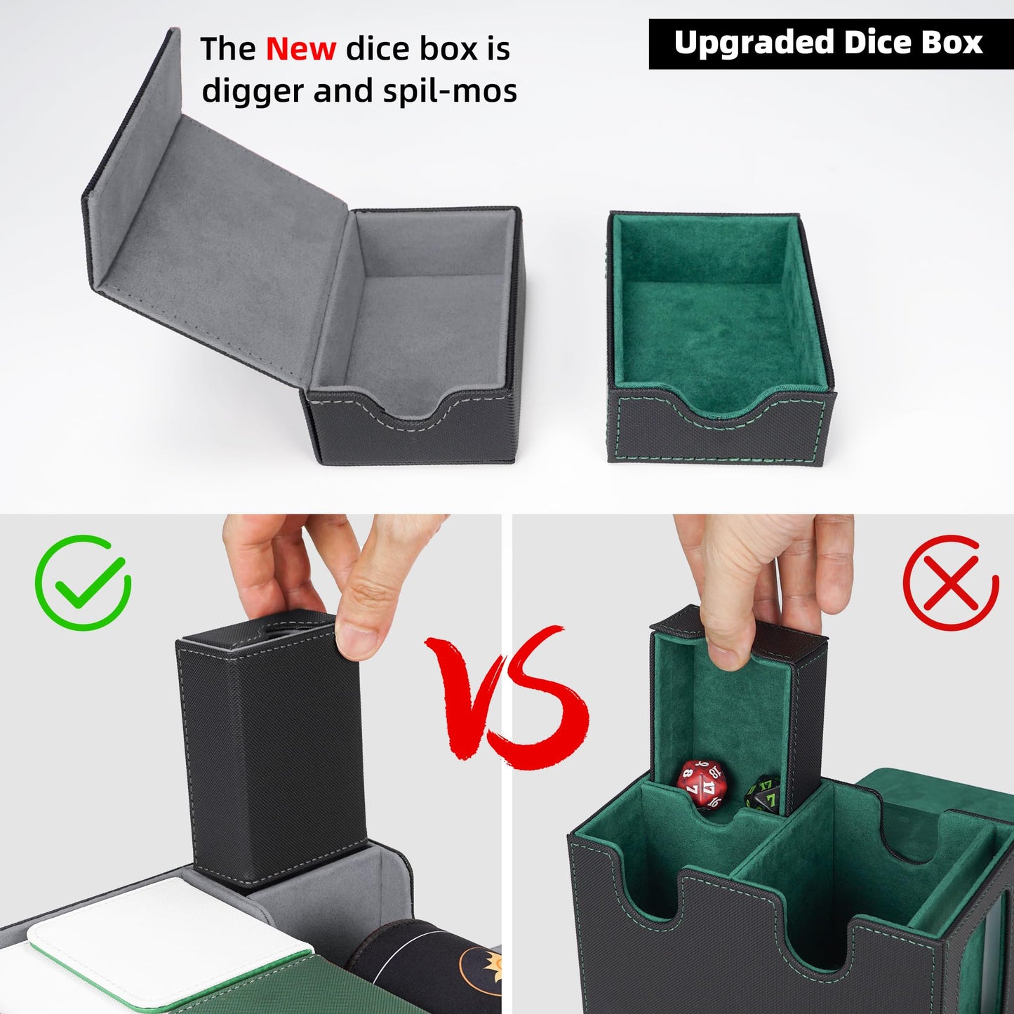 AFIING MtG Deck Box – Holds 5 Display Card Boxes, MTG Playmat & Dice Box, 10 Dividers, Card Supporter, Trading Card Storage (Black & Grey)