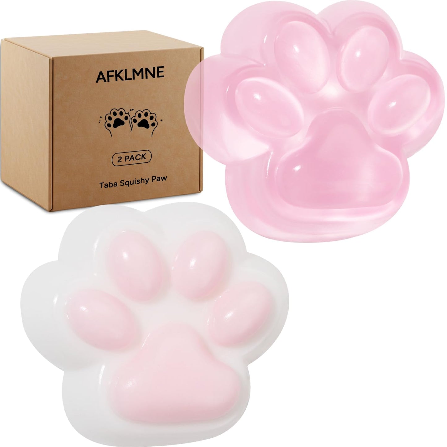 AFKLMNE 2-Pack Taba Squishy Cat Paw Fidget Toys – Soft Pink Stress Relief for Desk & School