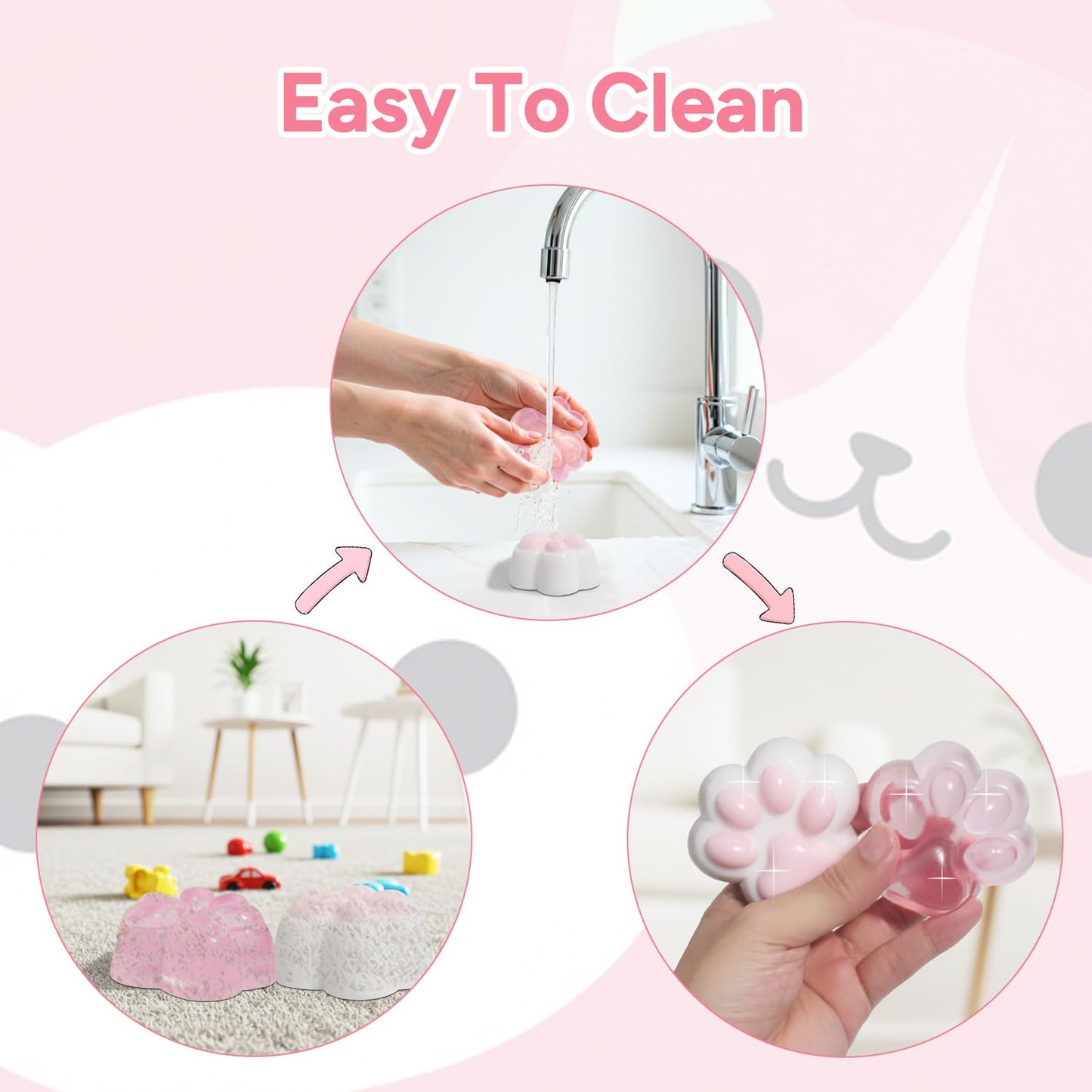 AFKLMNE 2-Pack Taba Squishy Cat Paw Fidget Toys – Soft Pink Stress Relief for Desk & School