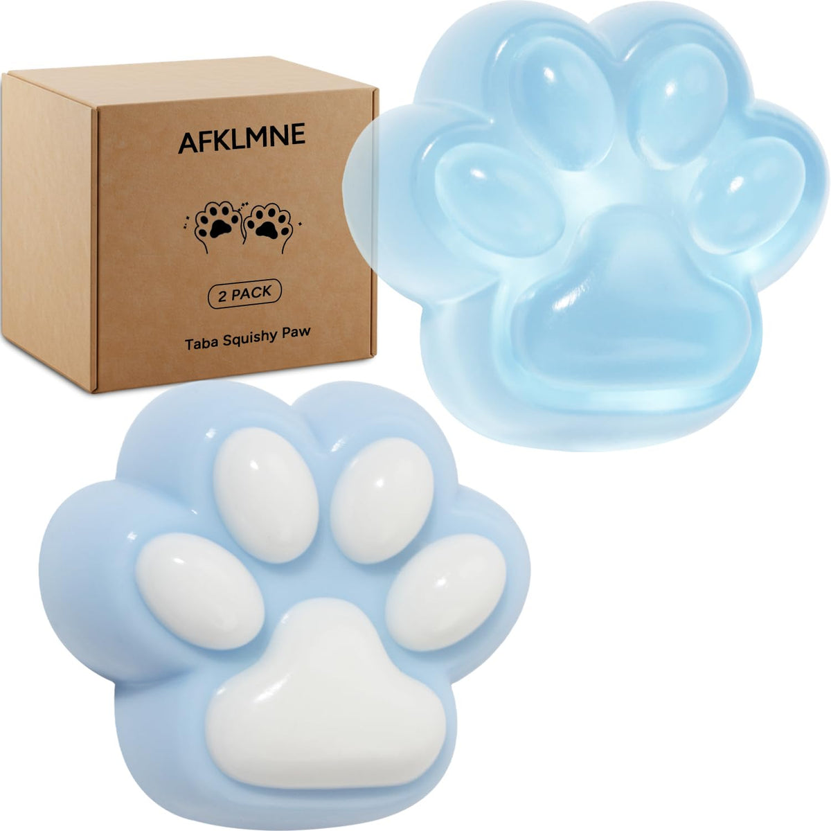 AFKLMNE 2-Pack Taba Squishy Cat Paw Fidget Toys - Stress Relief & Focus (Blue)