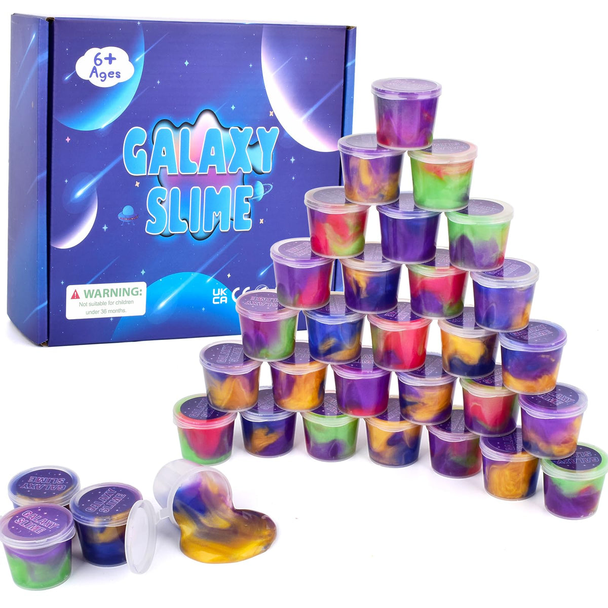 Afofall 32 Pack Galaxy Slime Kit – Mess-Free, Non-Sticky Slime for Parties, Gifts & Fun