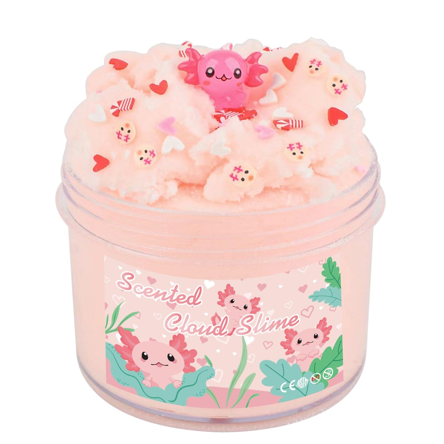 Afofall Axolotl Cloud Slime – Premium 8 oz Pre-Made Scented Slime with Resin Charm