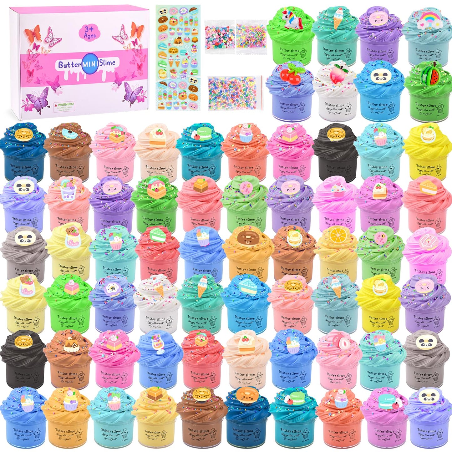 Afofall Butter Slime Kit 68-Pack – Non-Sticky, Super Soft Sludge for Party Favors