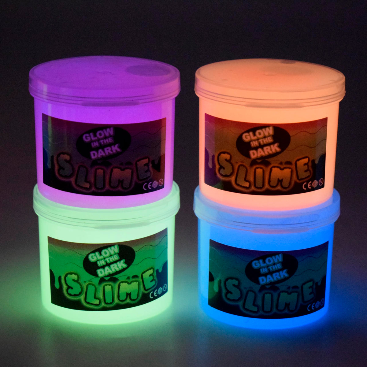 Afofall Glow in the Dark Slime Kit 6 Pack — Neon Colors, Non-Sticky, 60ml Jars
